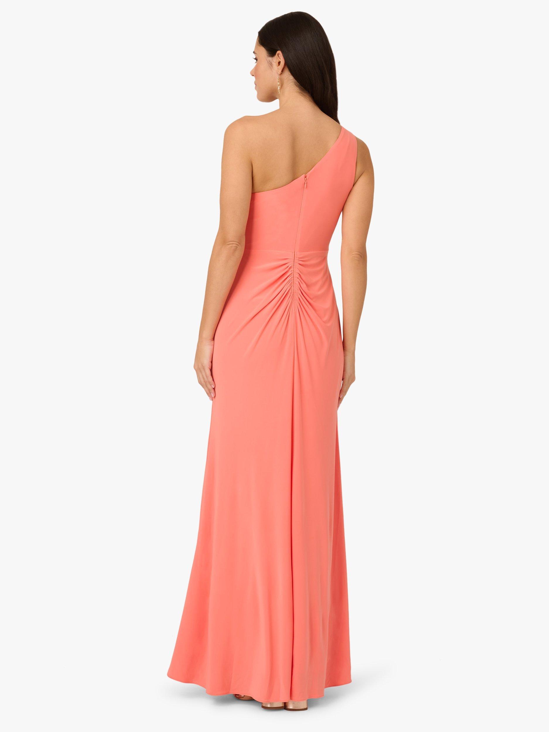 Product image 2 of 6, which shows Adrianna Papell Asymmetric Drape Maxi Dress, Orange Coral, 16