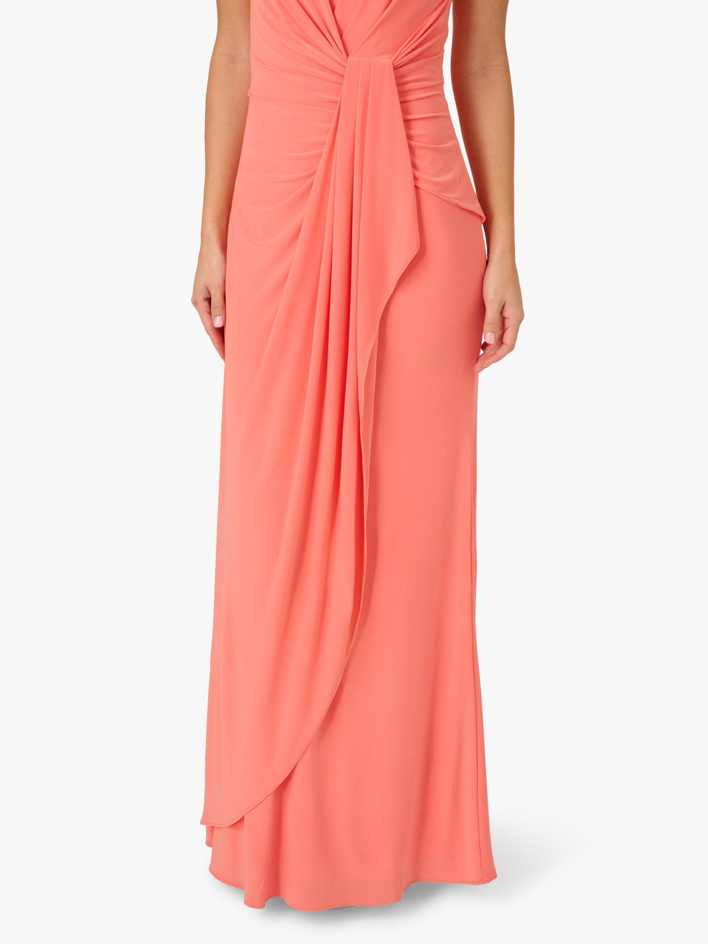 Product image 5 of 6, which shows Adrianna Papell Asymmetric Drape Maxi Dress, Orange Coral, 16