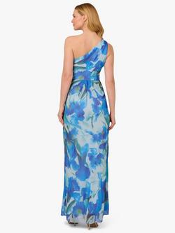 Adrianna Papell Watercolour Chiffon Dress, Blue/Multi - view 2, Blue/Multi