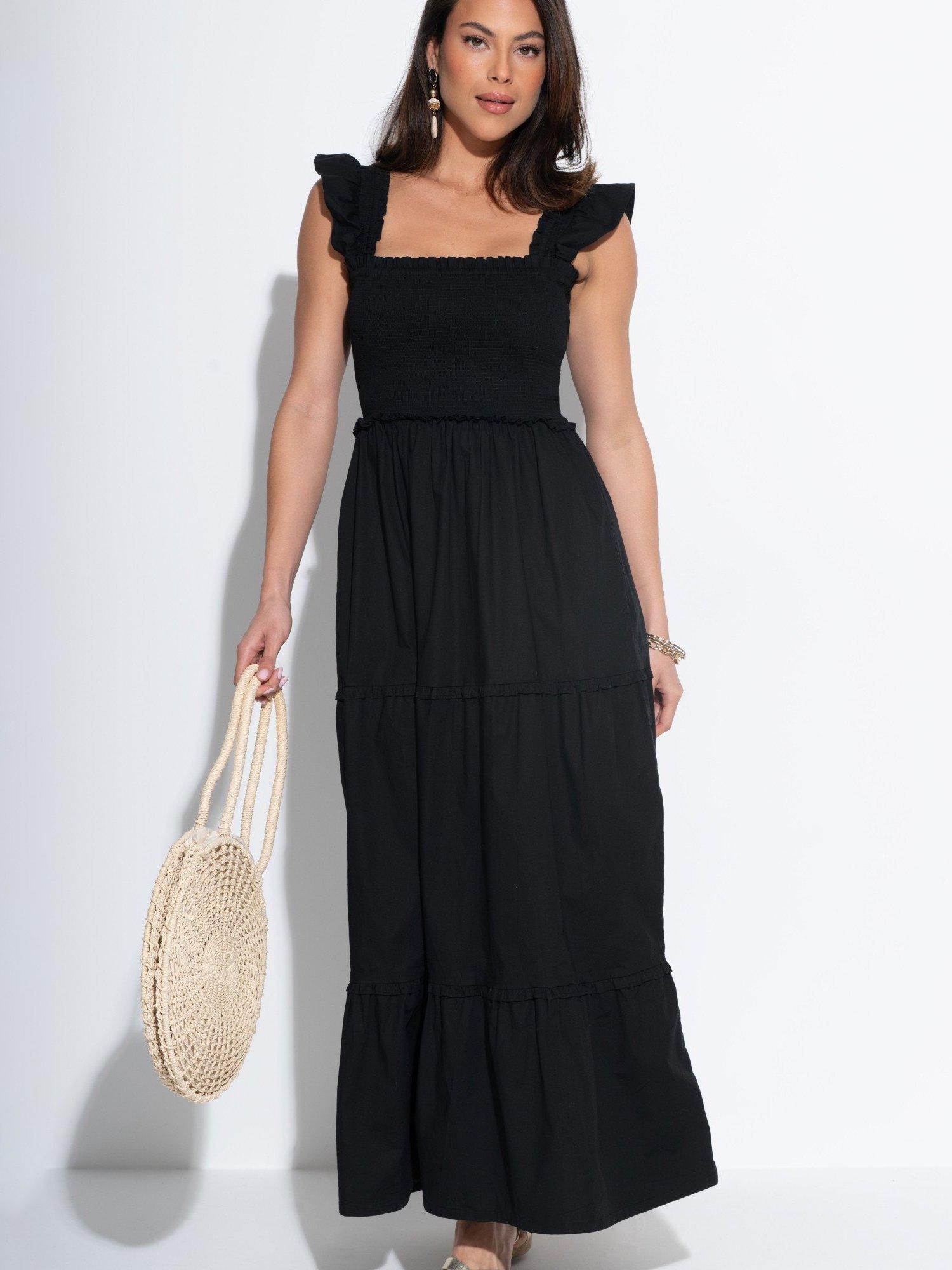 Product image 4 of 8, which shows Pour Moi Lucy Tier Maxi Dress, Black, 8