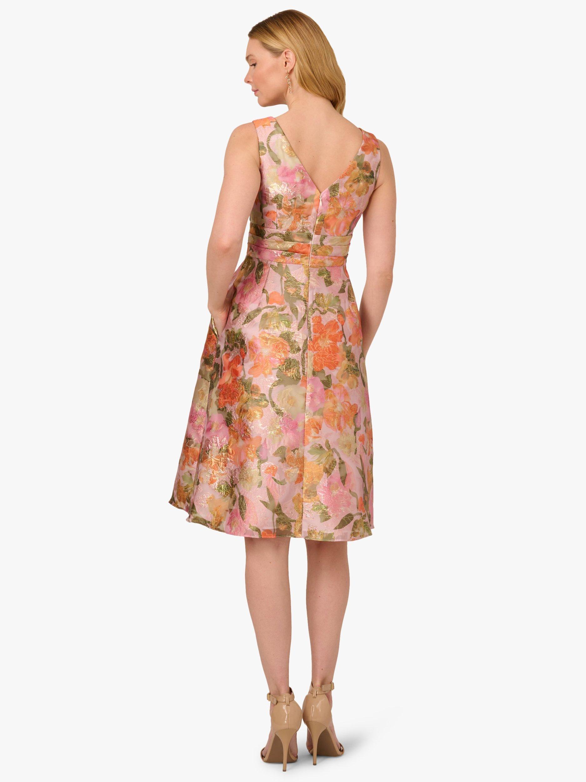 Product image 2 of 7, which shows Adrianna Papell Floral Jacquard Midi Dress, Yellow/Orange/Multi, 6