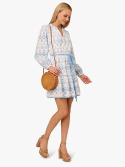 Adrianna by Adrianna Papell Eyelet Lace Flounce Hem Dress, Light Blue/Ivory - view 2, Light Blue/Ivory