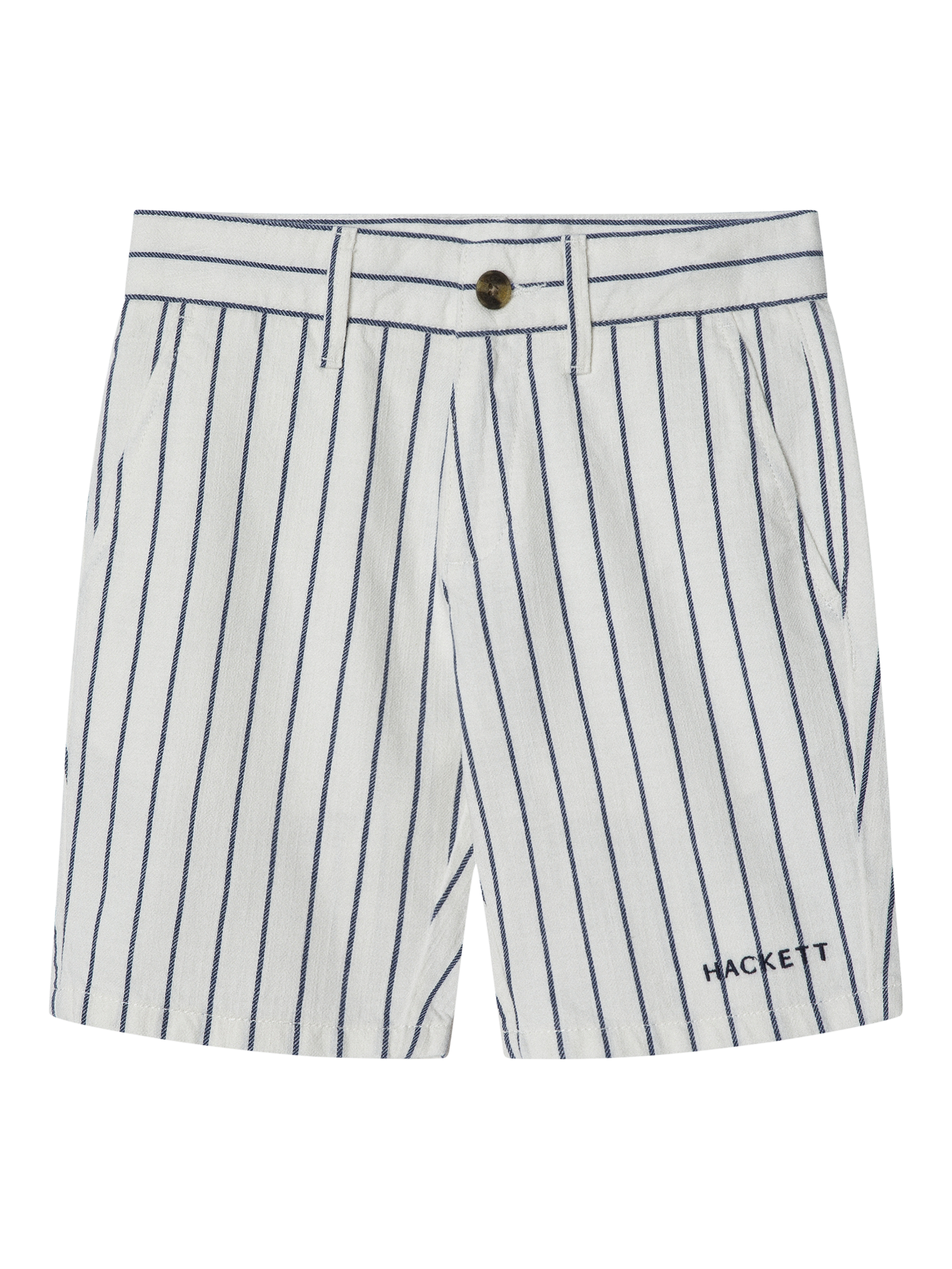 Product image 1 of 4, which shows Hackett London Kids' Cotton Stripe Chino Shorts, Off White, 2 years