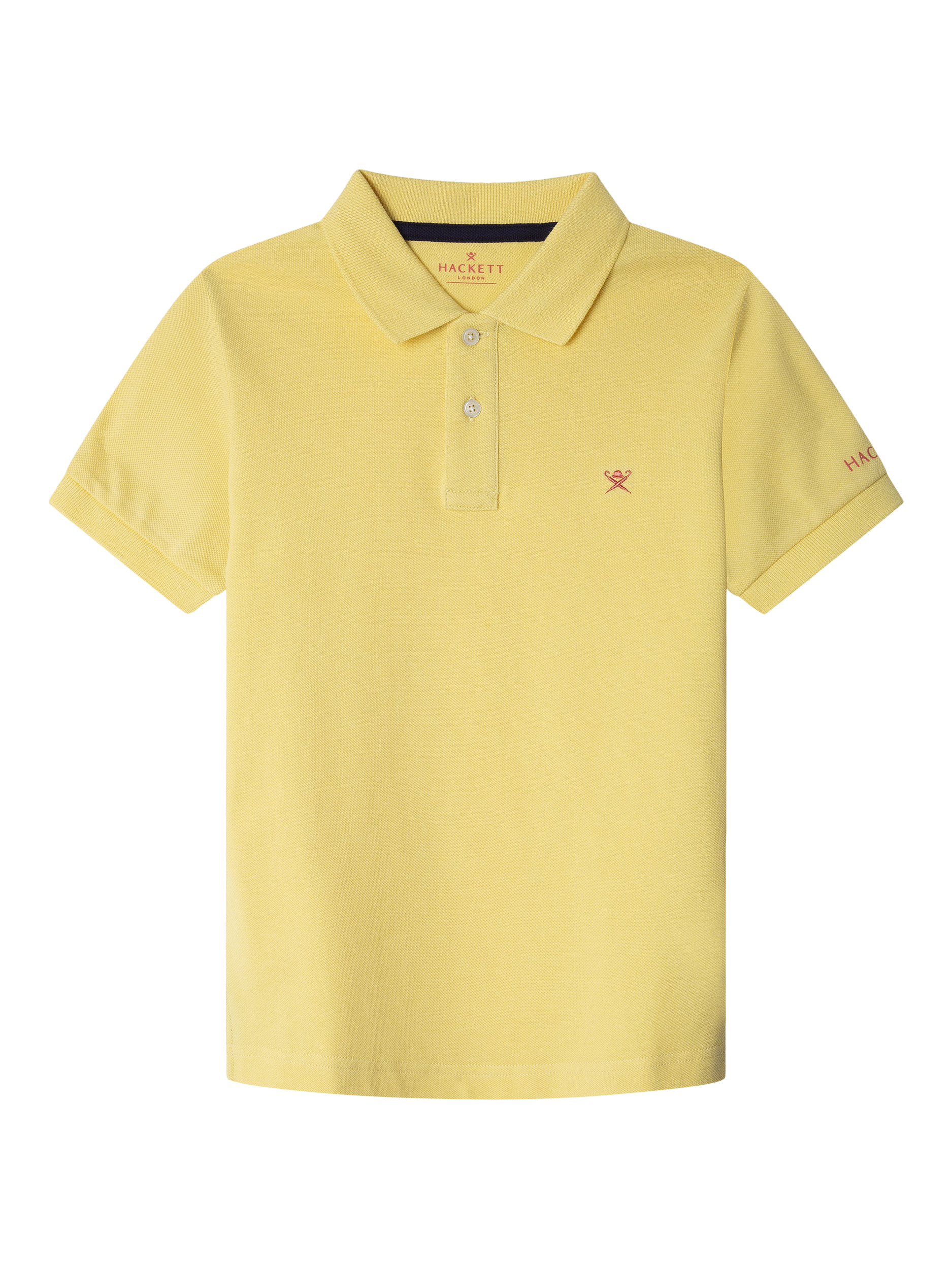 Product image 1 of 4, which shows Hackett London Kids' Cotton Pique Slim Fit Polo Shirt, Soft Yellow, 2 years