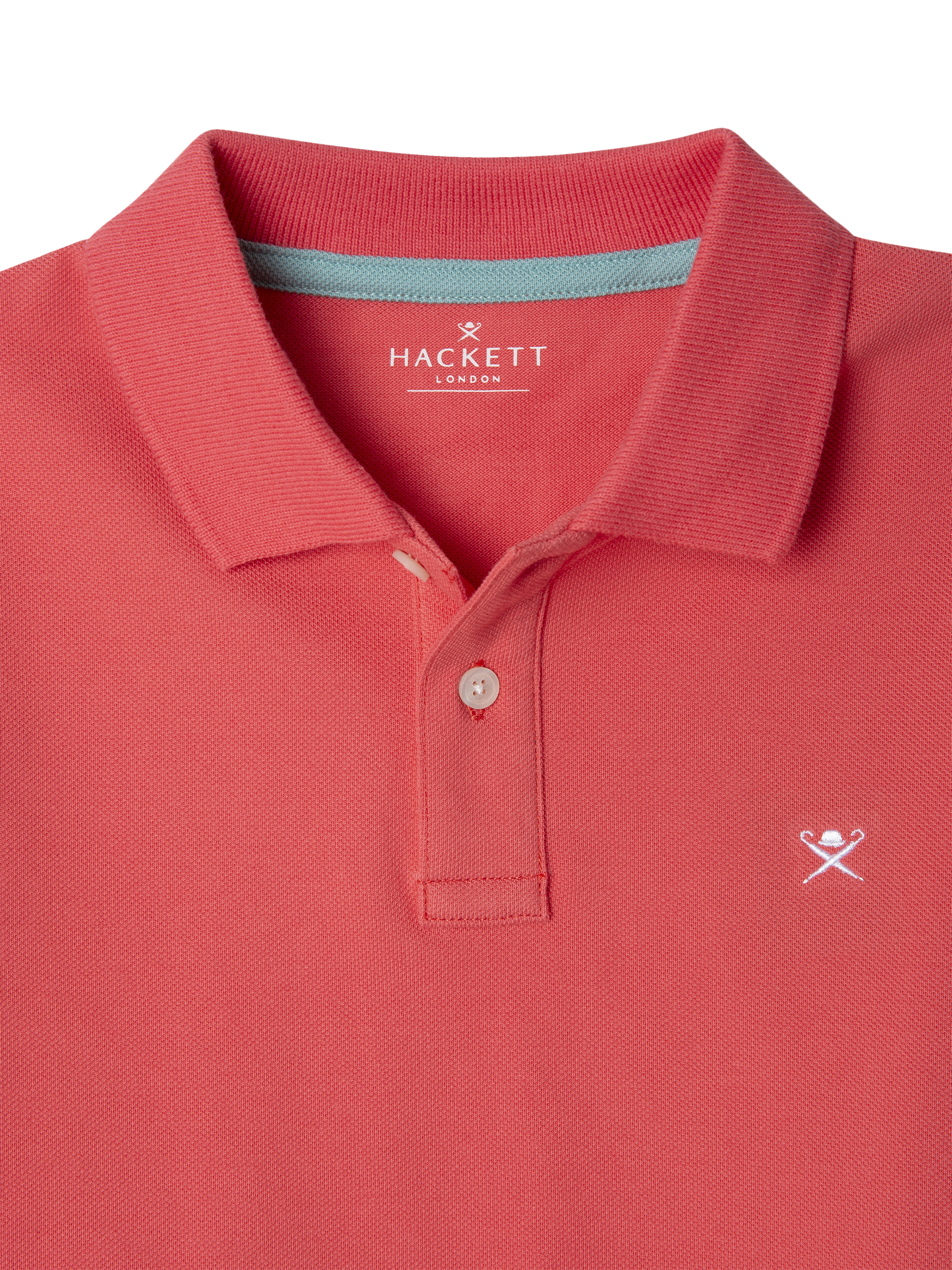 Product image 3 of 4, which shows Hackett London Kids' Cotton Pique Slim Fit Polo Shirt, Coral Pink, 2 years