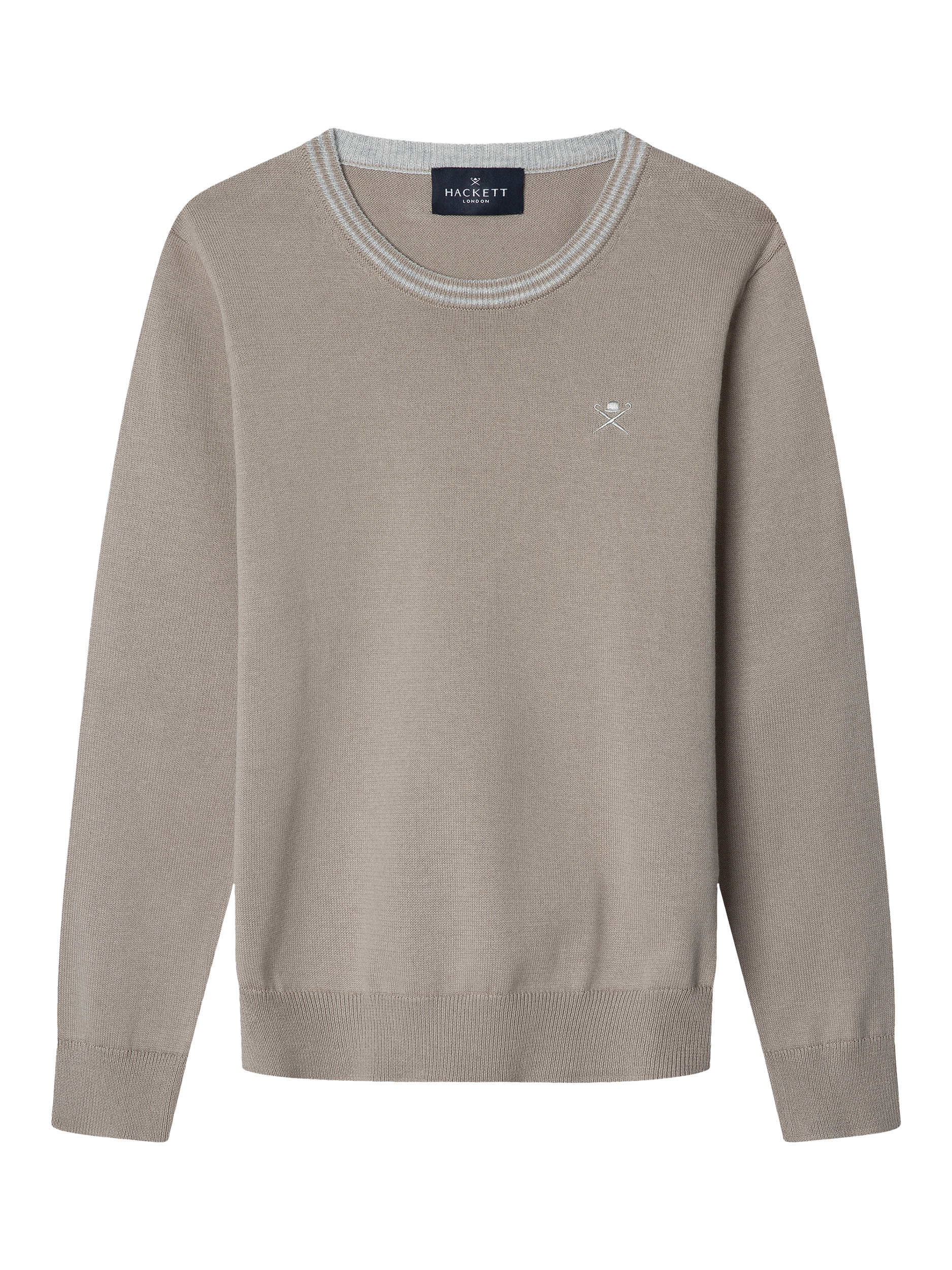 Product image 1 of 4, which shows Hackett London Kids' Cotton Crew Neck Jumper, Taupe Beige, 2 years
