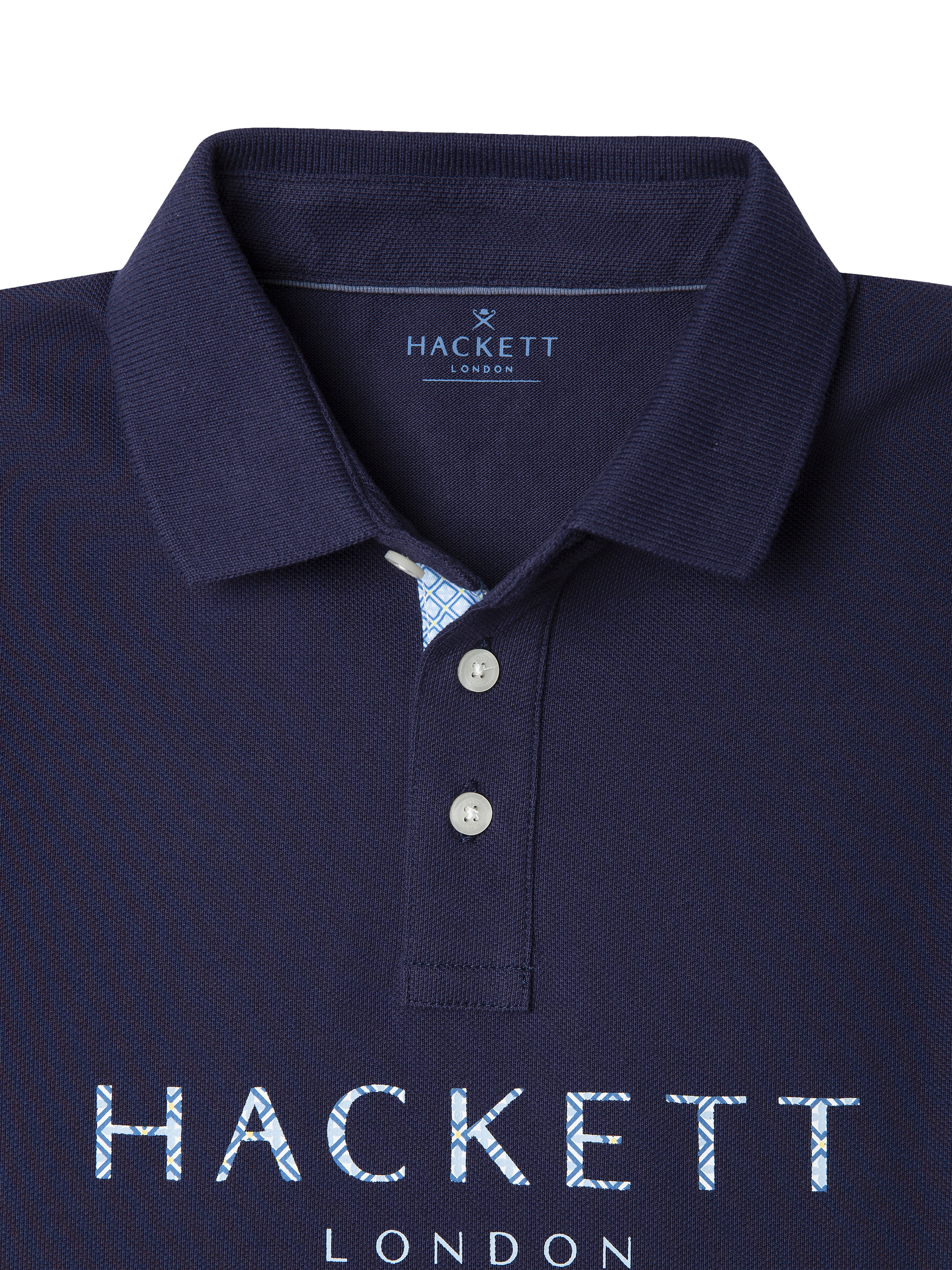 Product image 3 of 4, which shows Hackett London Kids' Cotton Pique Logo Polo Shirt, Ink Blue, 2 years