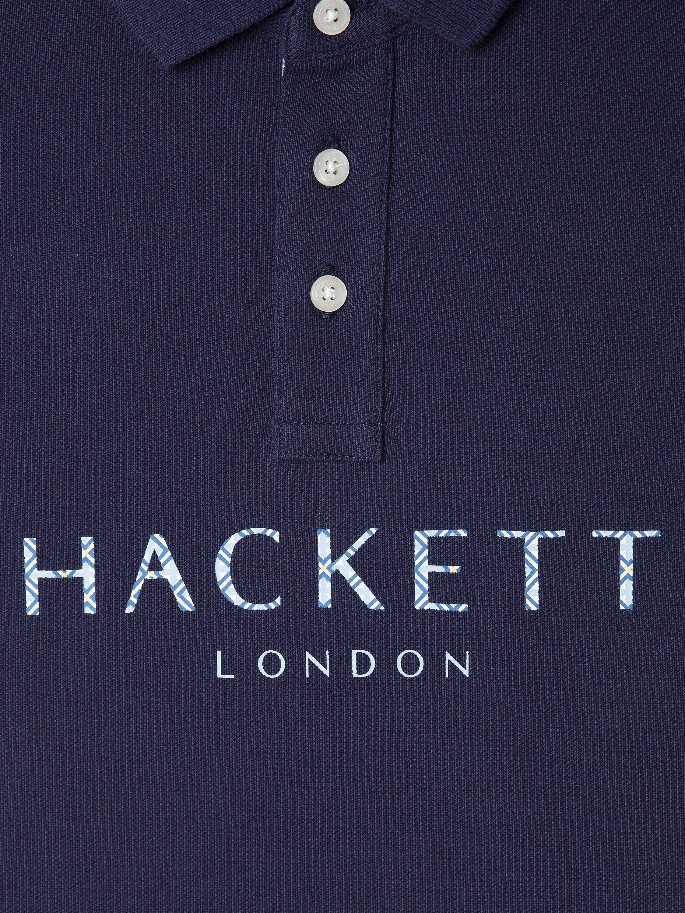 Product image 4 of 4, which shows Hackett London Kids' Cotton Pique Logo Polo Shirt, Ink Blue, 2 years