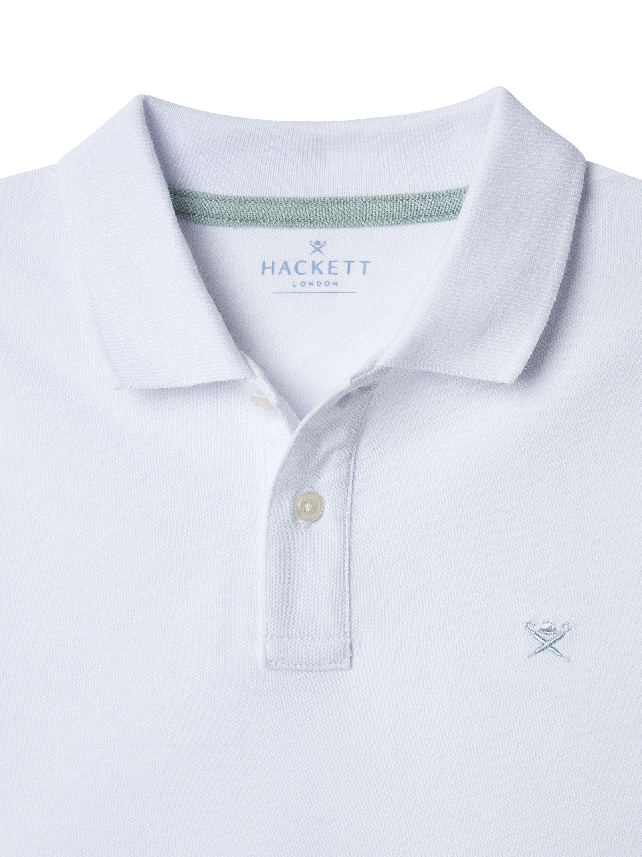 Product image 3 of 4, which shows Hackett London Kids' Cotton Pique Slim Fit Polo Shirt, Optic White, 2 years