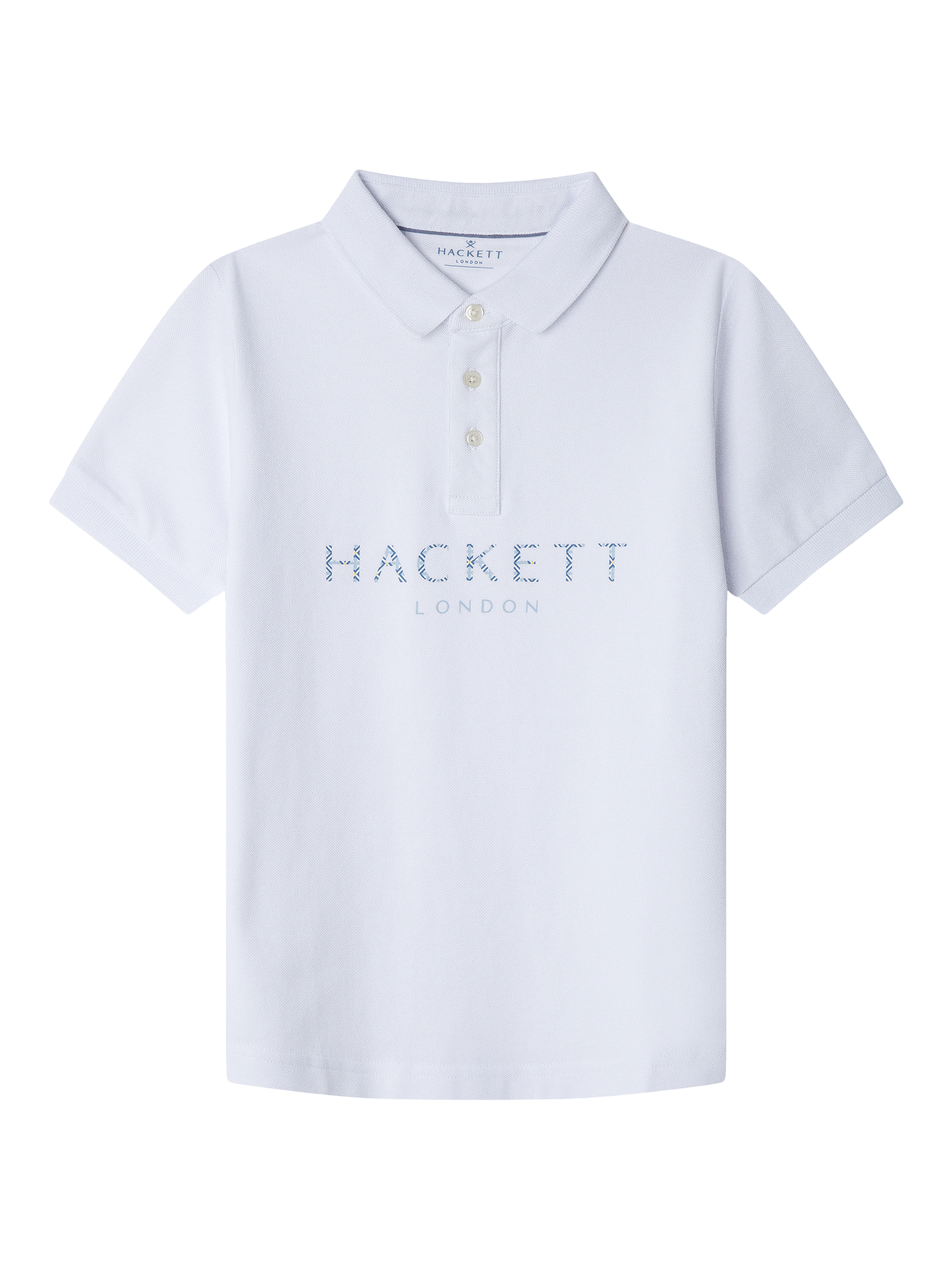 Product image 1 of 4, which shows Hackett London Kids' Cotton Pique Logo Polo Shirt, Optic White, 2 years