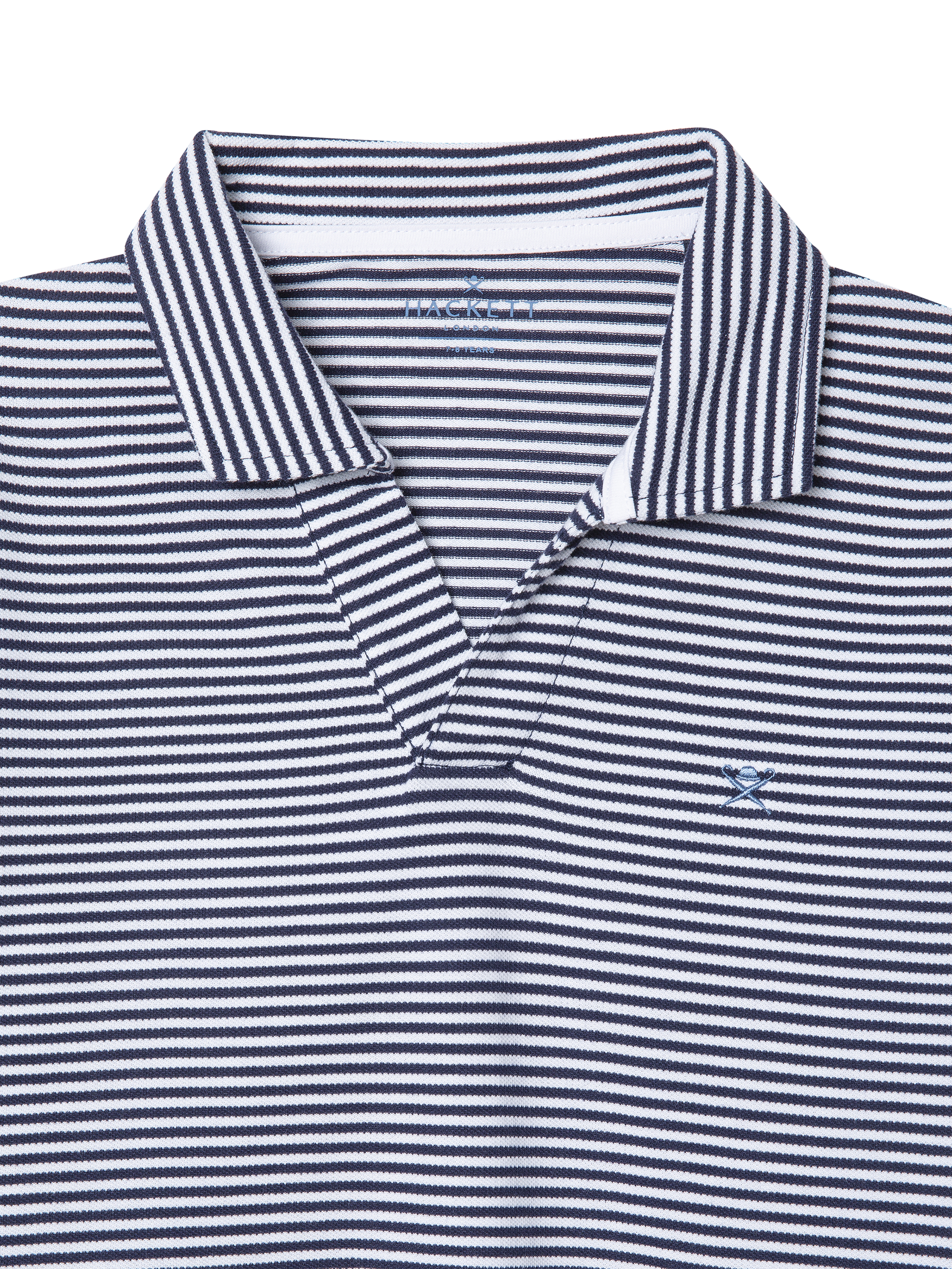 Product image 3 of 4, which shows Hackett London Kids' Classic Fit Short Sleeve Johnny Collar Polo Shirt, Ink Blue, 15 years