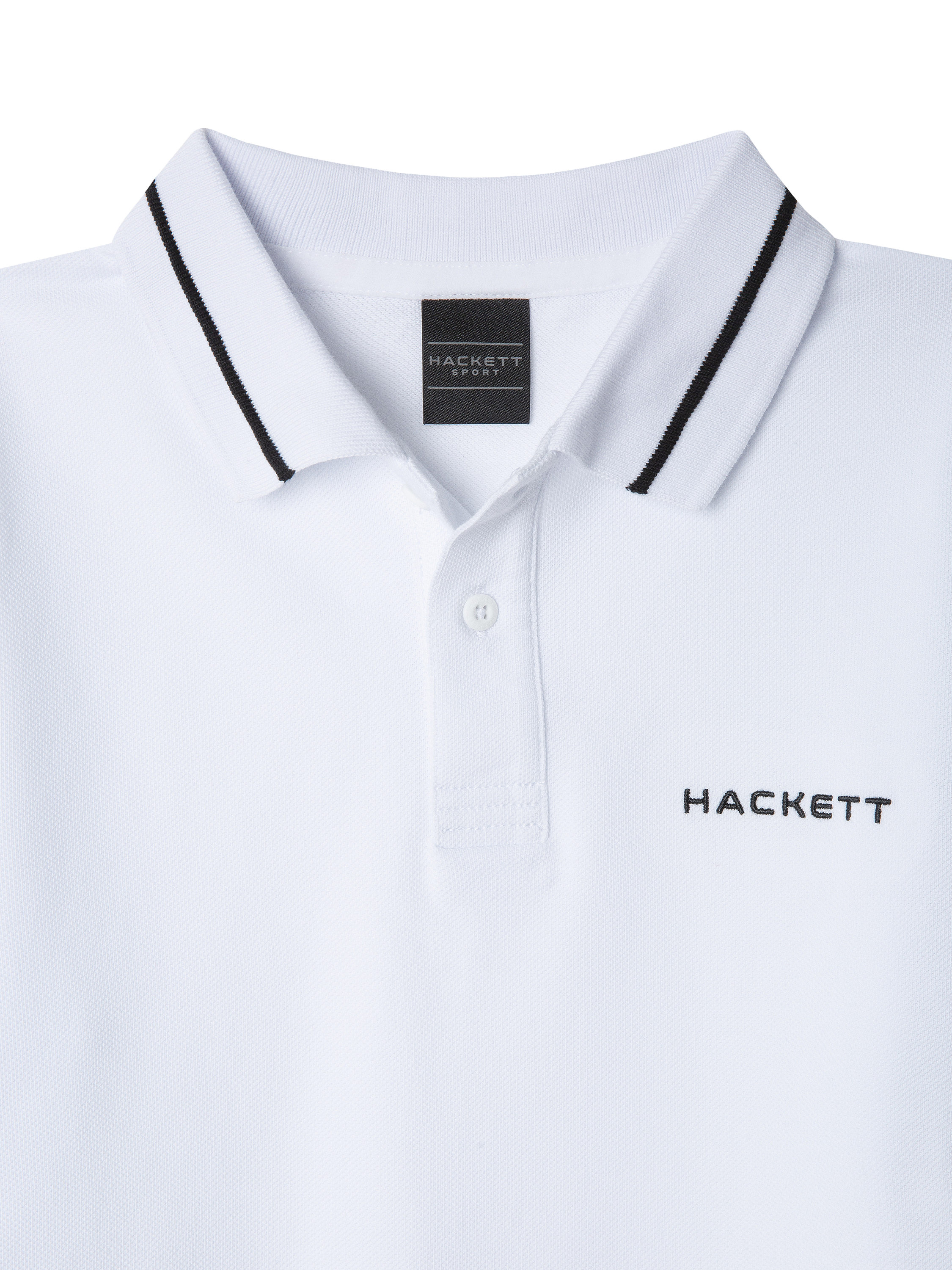 Product image 3 of 4, which shows Hackett London Kids' Cotton Tipped Slim Fit Polo Shirt, White, 15 years