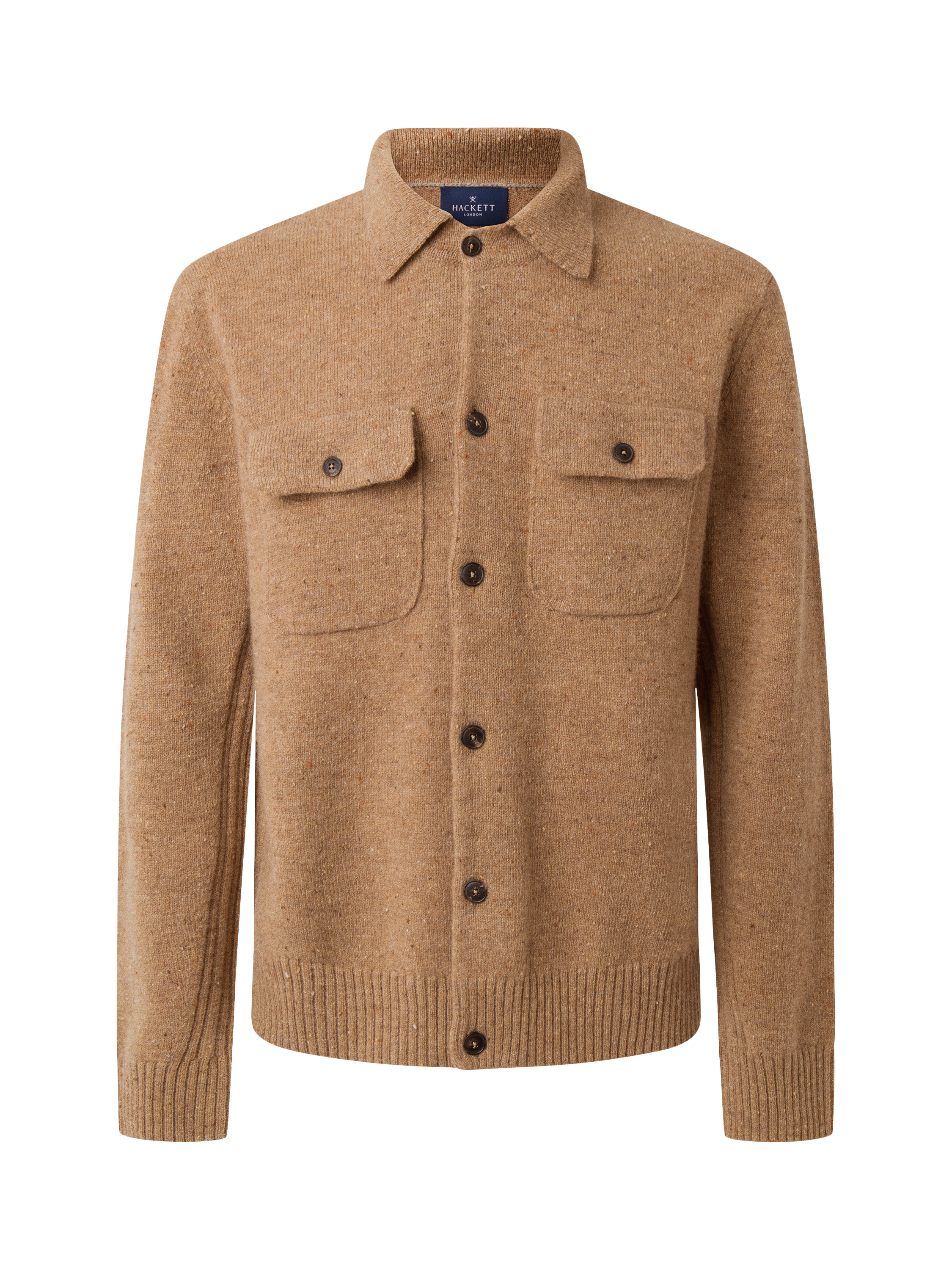 Product image 6 of 7, which shows Hackett London Wool Knitted Overshirt, Camel Beige, XXXL