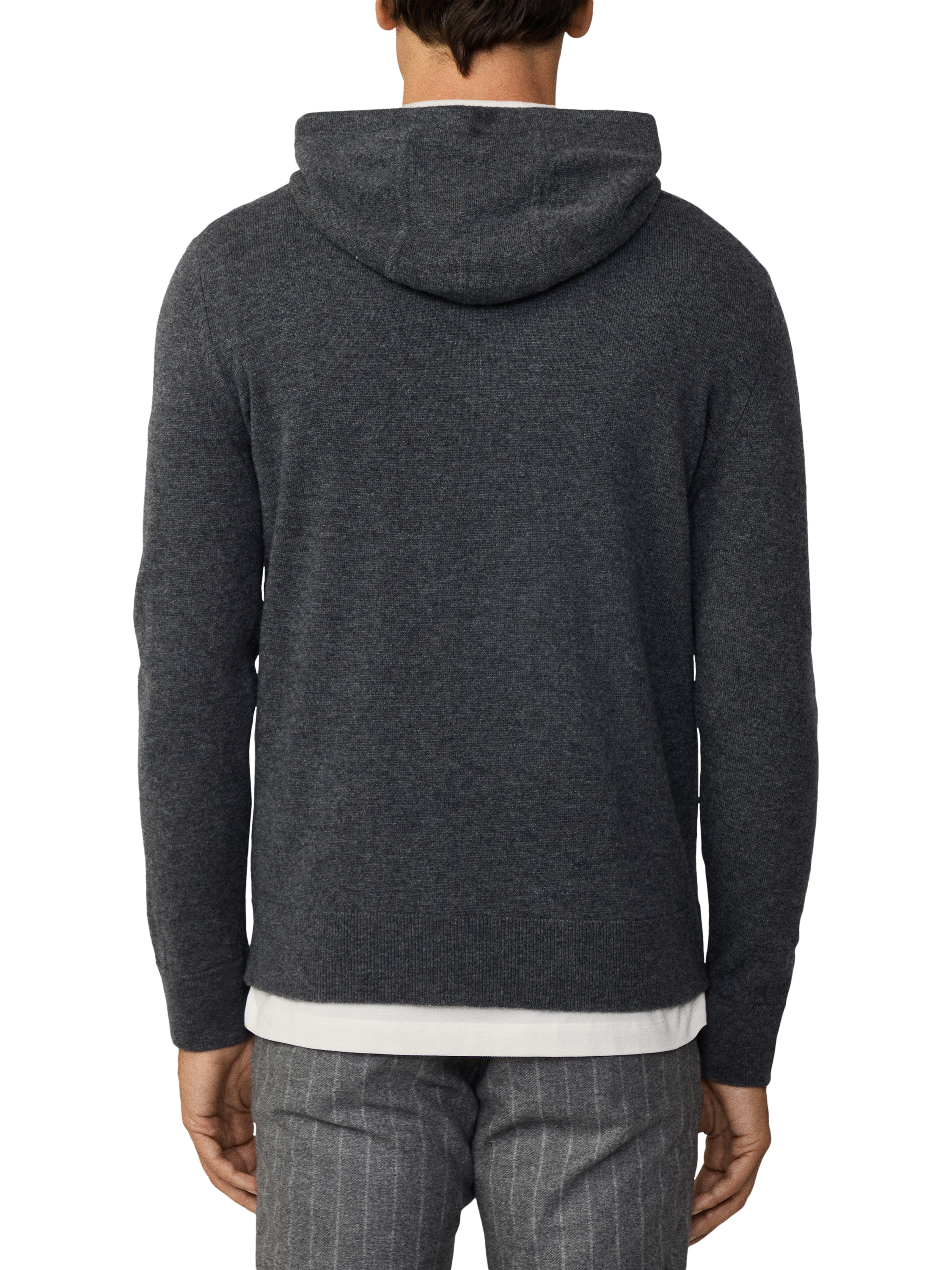 Product image 3 of 6, which shows Hackett London Merino Wool Cashmere Mix Knitted Hoodie, Granite Grey, XXXL