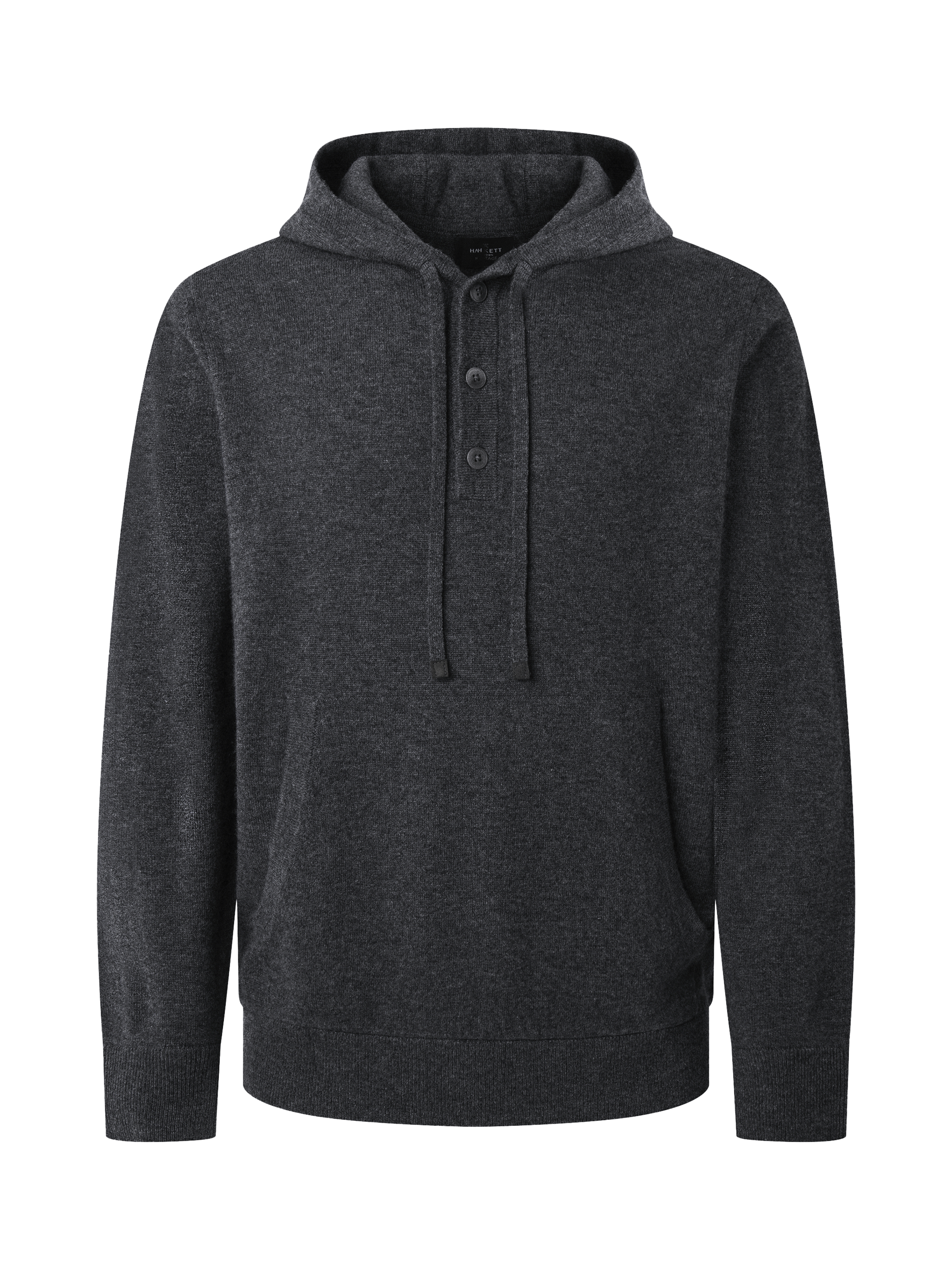 Product image 5 of 6, which shows Hackett London Merino Wool Cashmere Mix Knitted Hoodie, Granite Grey, XXXL
