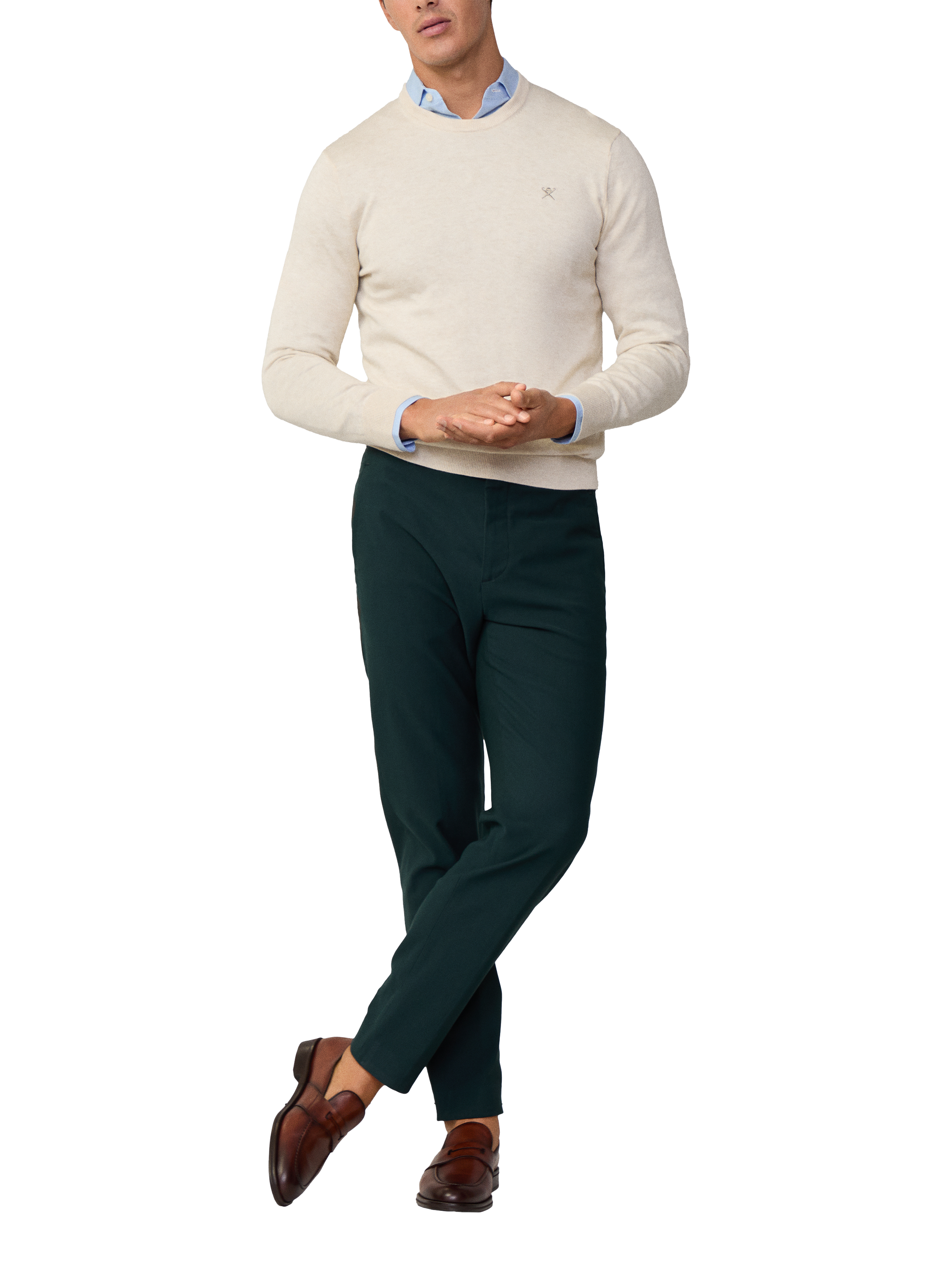 Product image 1 of 6, which shows Hackett London Cotton Silk Mix Crew Neck Jumper, Optic White, XXL