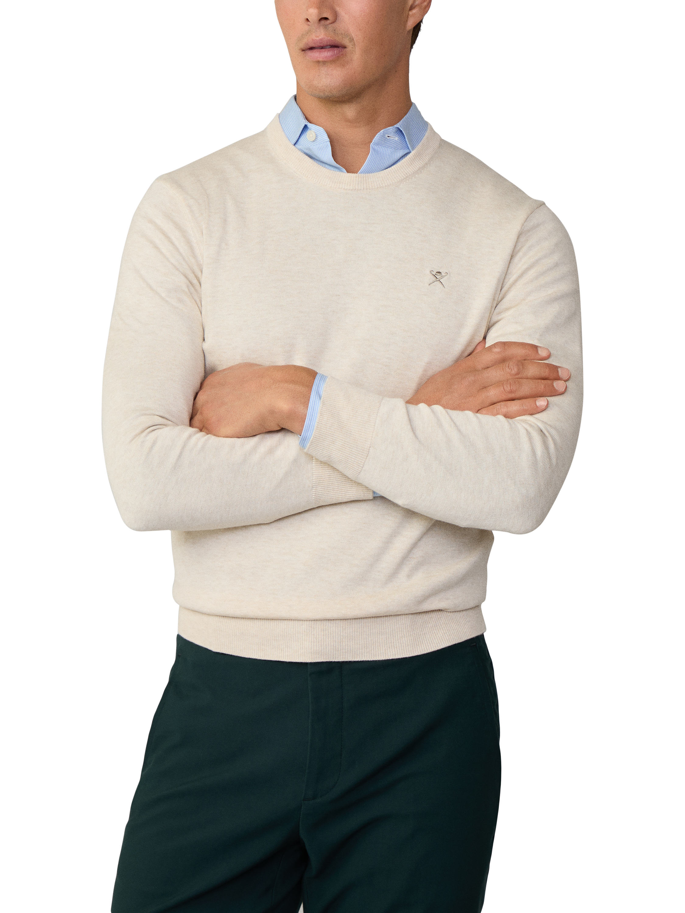 Product image 2 of 6, which shows Hackett London Cotton Silk Mix Crew Neck Jumper, Optic White, XXL