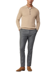 Hackett London Wool Mix Long Sleeve Knitted Polo, Chino Beige, Chino Beige