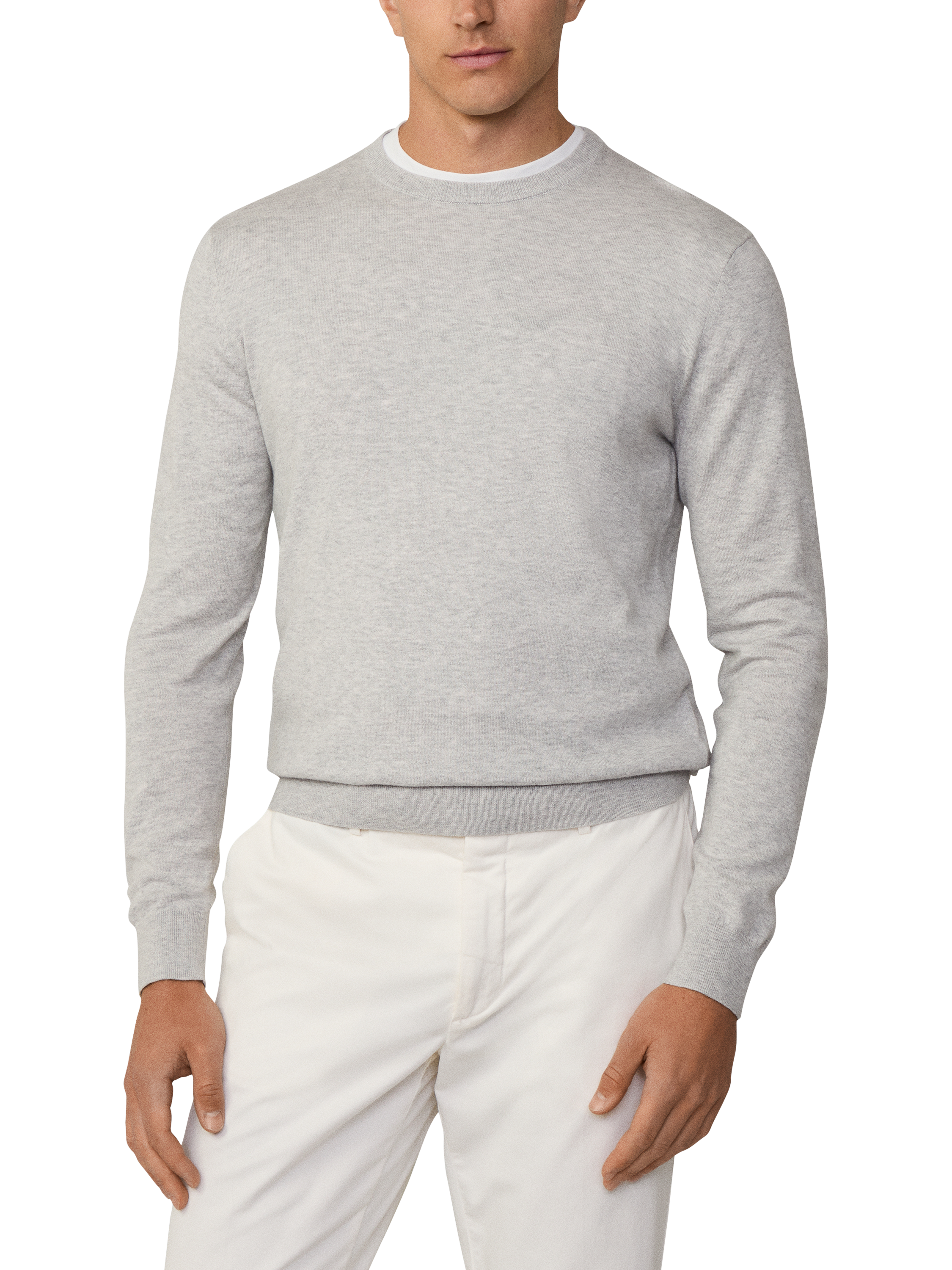 Hackett London Cotton Cashmere Mix Crew Neck Jumper, Ice Grey