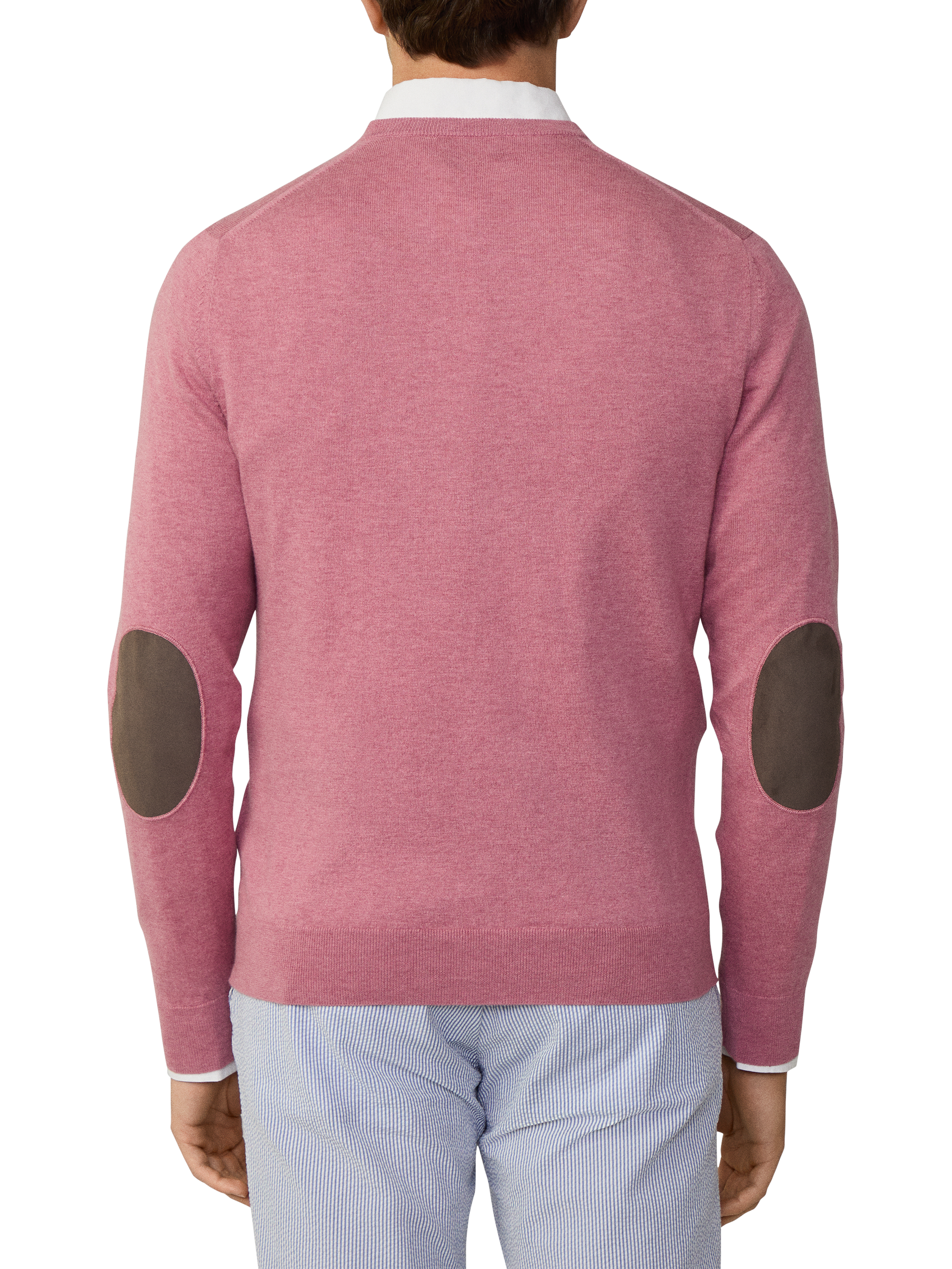 Product image 3 of 7, which shows Hackett London Cotton & Cashmere Blend V-Neck Jumper, Berry Red, XS