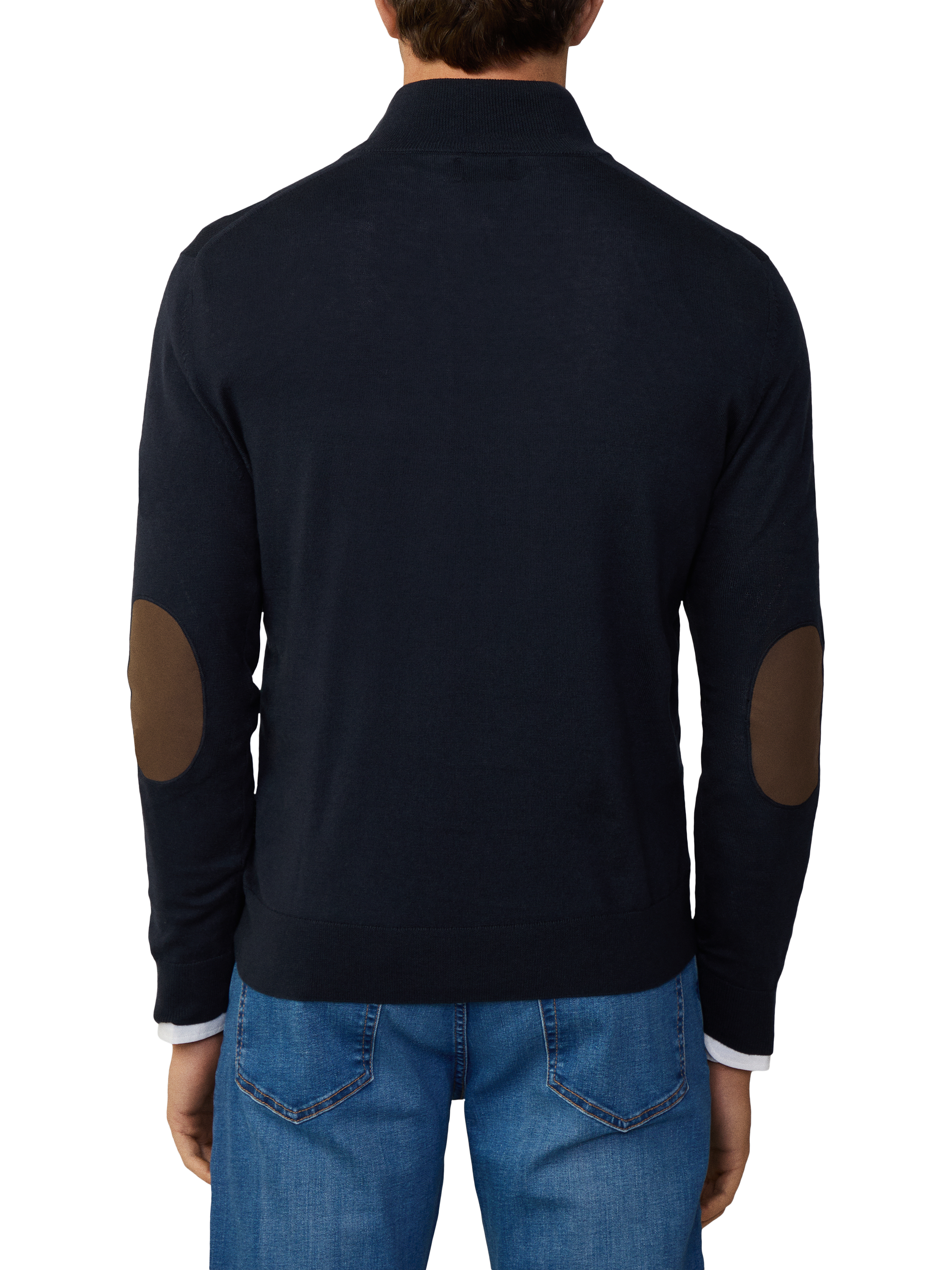 Product image 3 of 7, which shows Hackett London Cotton & Cashmere Quarter-Zip Jumper, Midnight Blue, XS