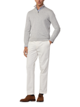 Hackett London Cotton & Cashmere Quarter-Zip Jumper, Ice Grey