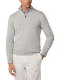 Hackett London Cotton & Cashmere Quarter-Zip Jumper, Ice Grey