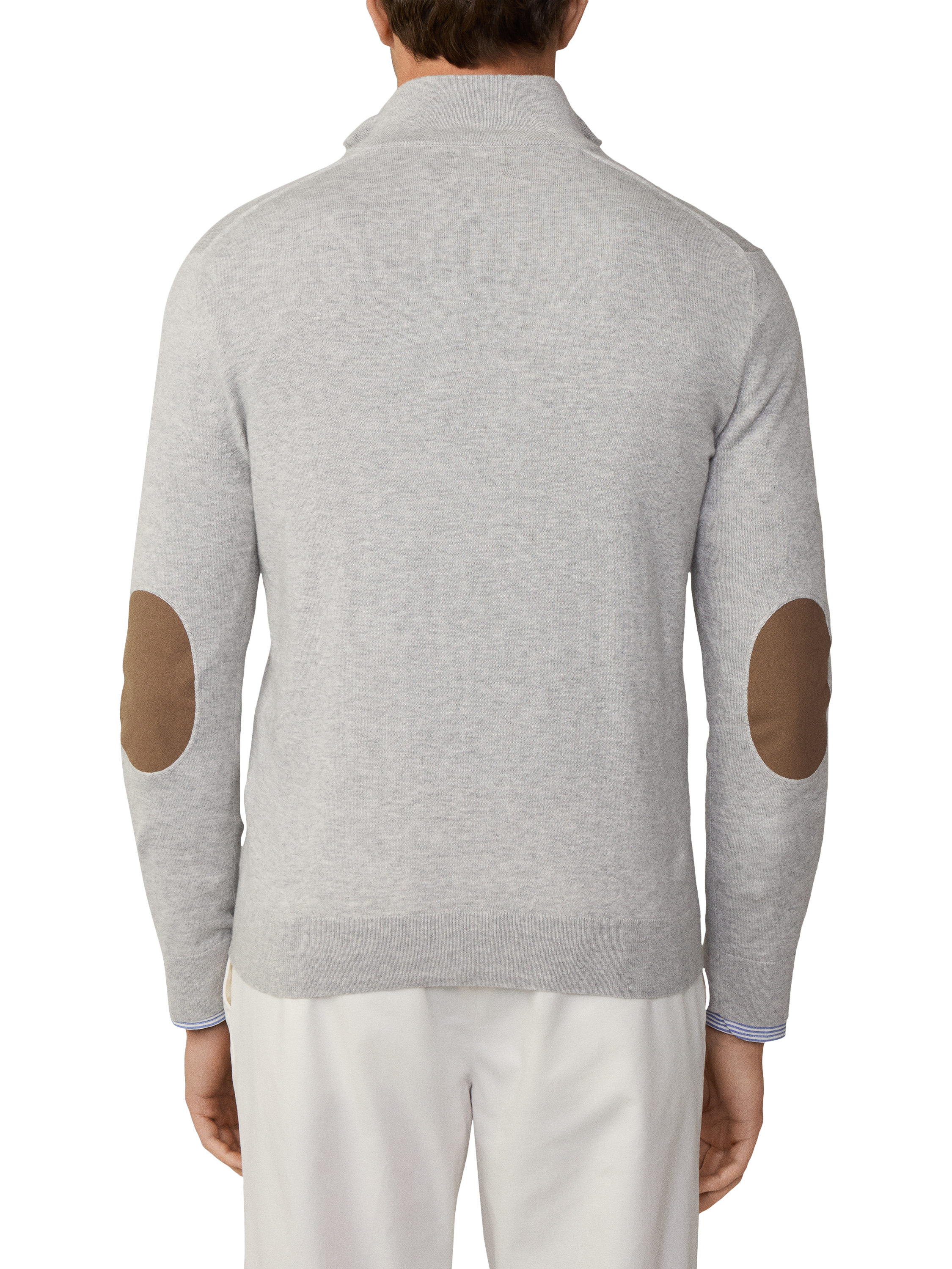 Product image 3 of 7, which shows Hackett London Cotton & Cashmere Quarter-Zip Jumper, Ice Grey, XS