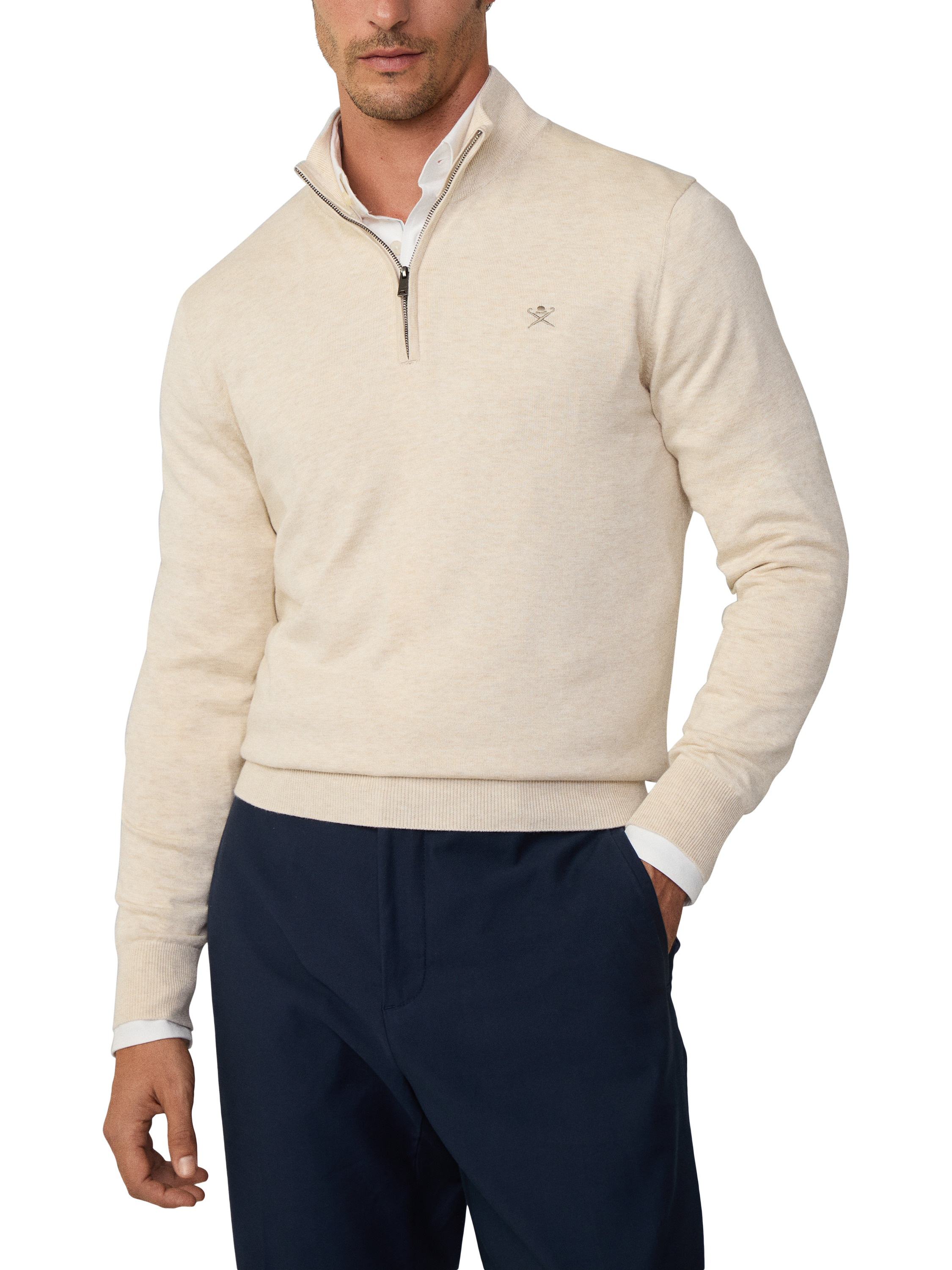 RD2000様Hackett London Cashmere100%　チェスタ HACKETT LONDON NAVY CASHMERE WOOL KNIT HALF ZIP SWEATER