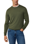 Hackett London Merino Wool Silk Blend Crew Neck Jumper, Thyme Green, Thyme Green