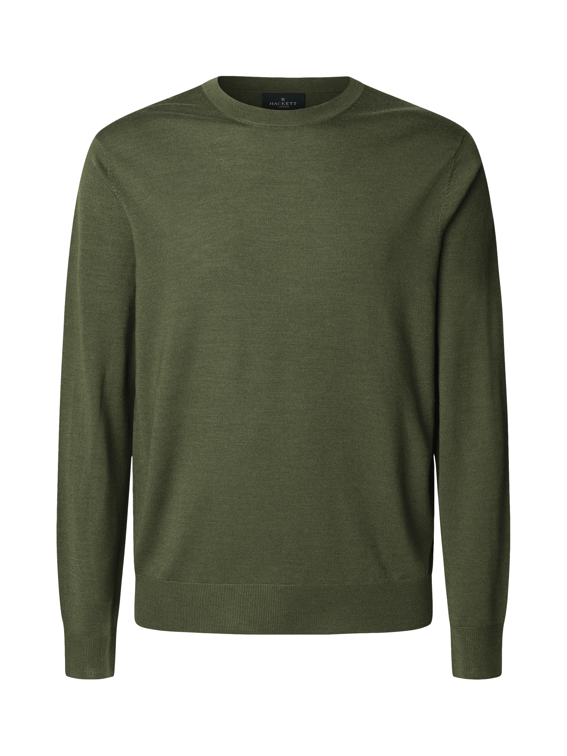 Product image 2 of 5, which shows Hackett London Merino Wool Silk Blend Crew Neck Jumper, Thyme Green, XXL