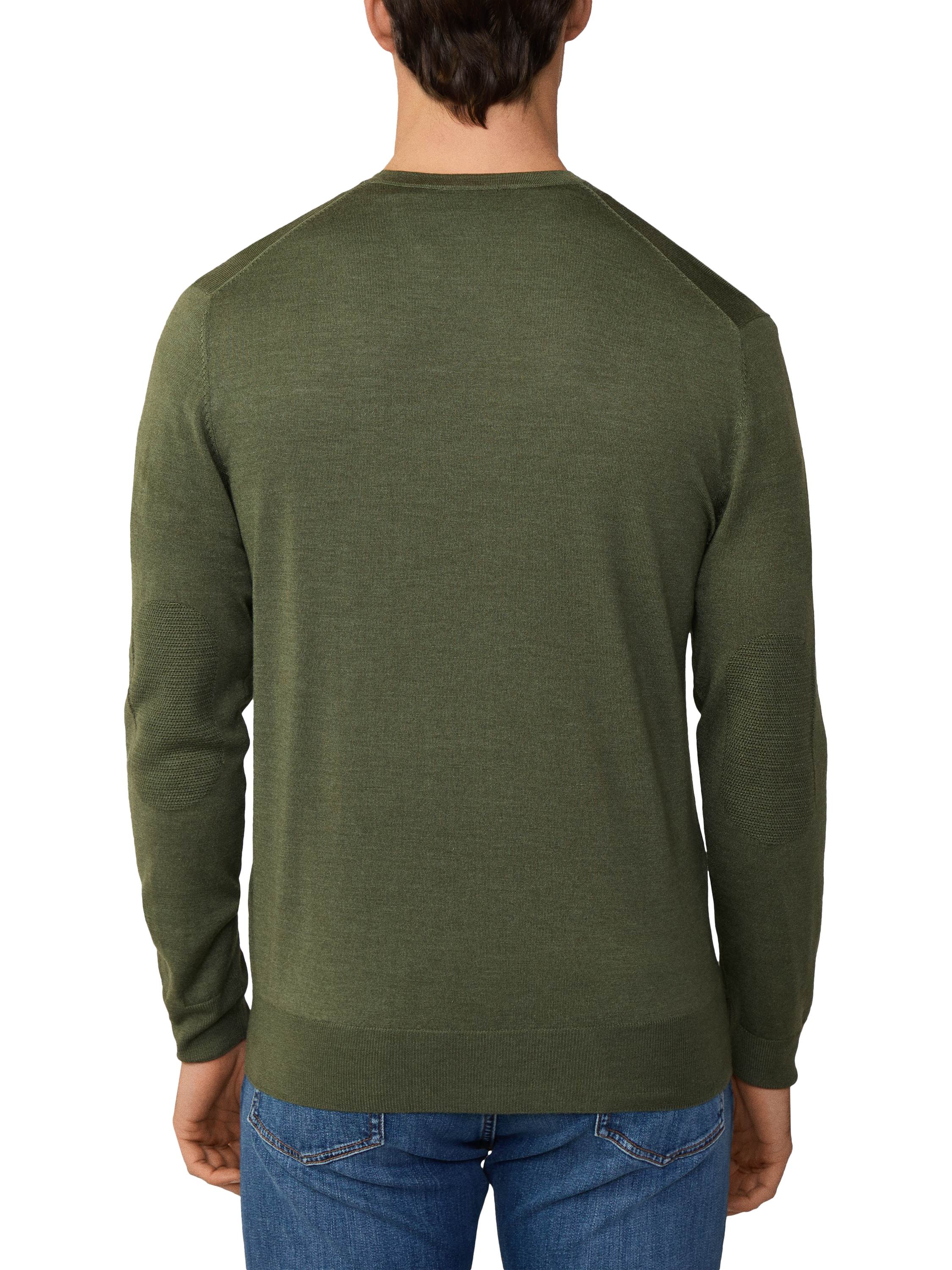 Product image 3 of 5, which shows Hackett London Merino Wool Silk Blend Crew Neck Jumper, Thyme Green, XXL