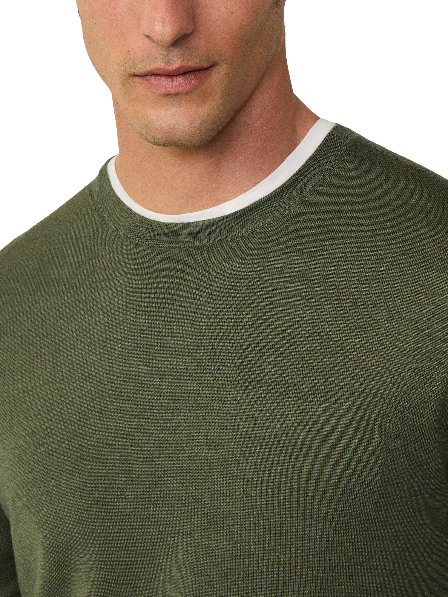 Product image 4 of 5, which shows Hackett London Merino Wool Silk Blend Crew Neck Jumper, Thyme Green, XXL