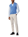 Hackett London Merino Wool & Silk Blend Sleeveless Cardigan, Sea Blue