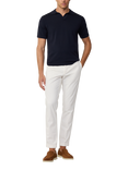Hackett London Cotton Silk Blend Regular Fit Short Sleeve Polo Shirt, Midnight Blue