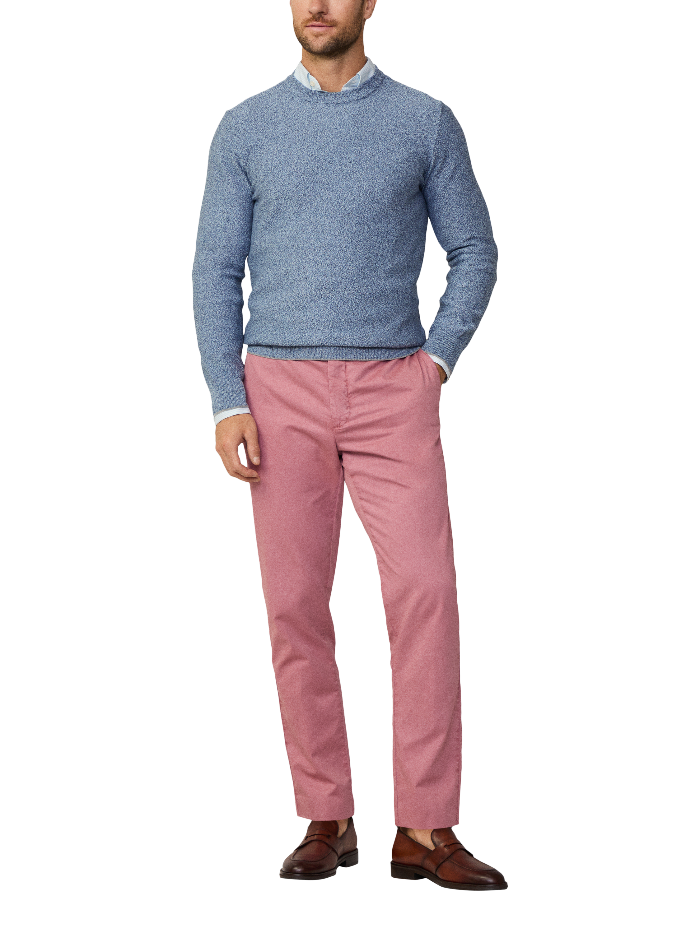 Product image 1 of 6, which shows Hackett London Mouline Crew Neck Jumper, Summer Blue, XXL