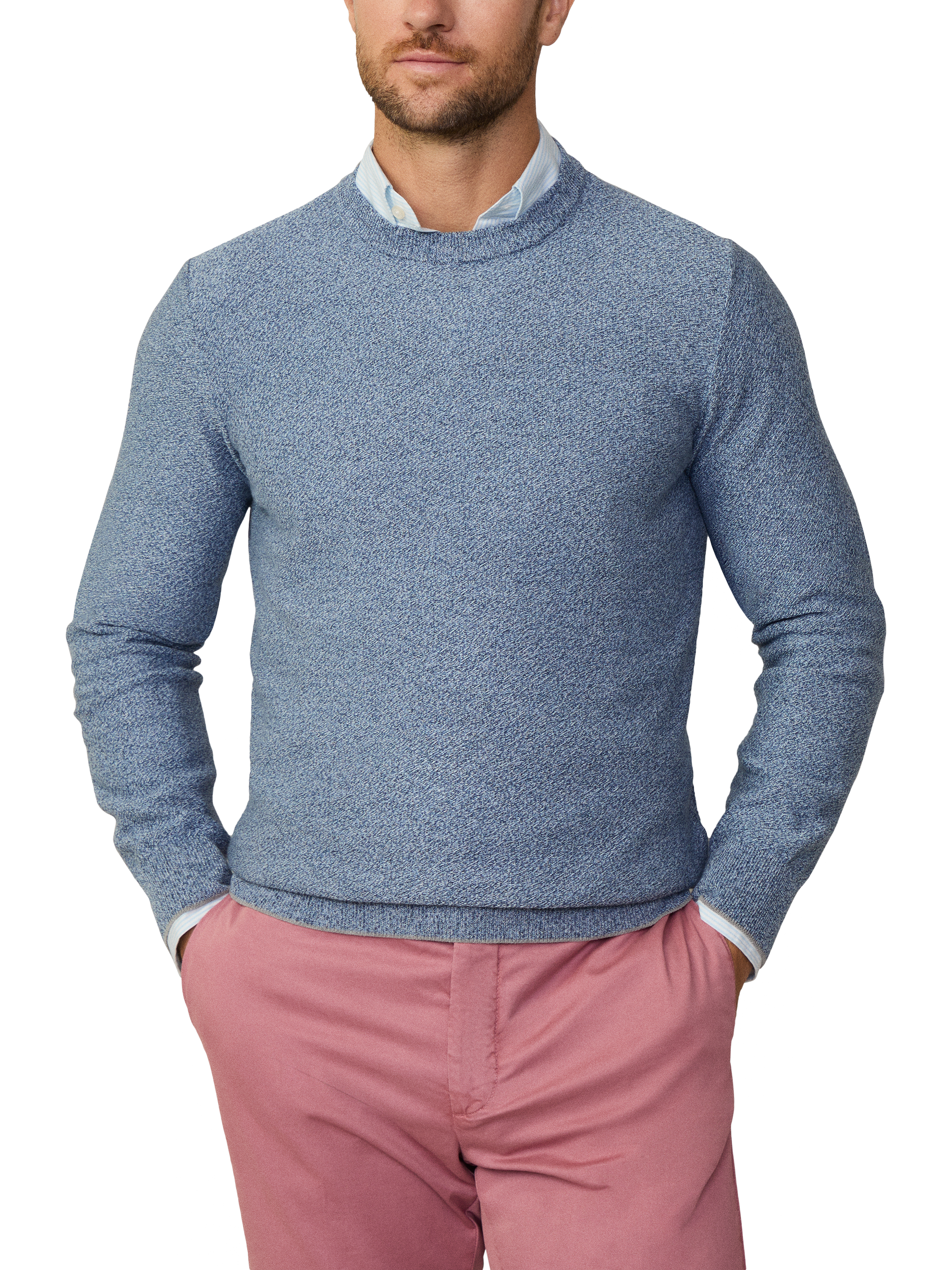 Product image 2 of 6, which shows Hackett London Mouline Crew Neck Jumper, Summer Blue, XXL