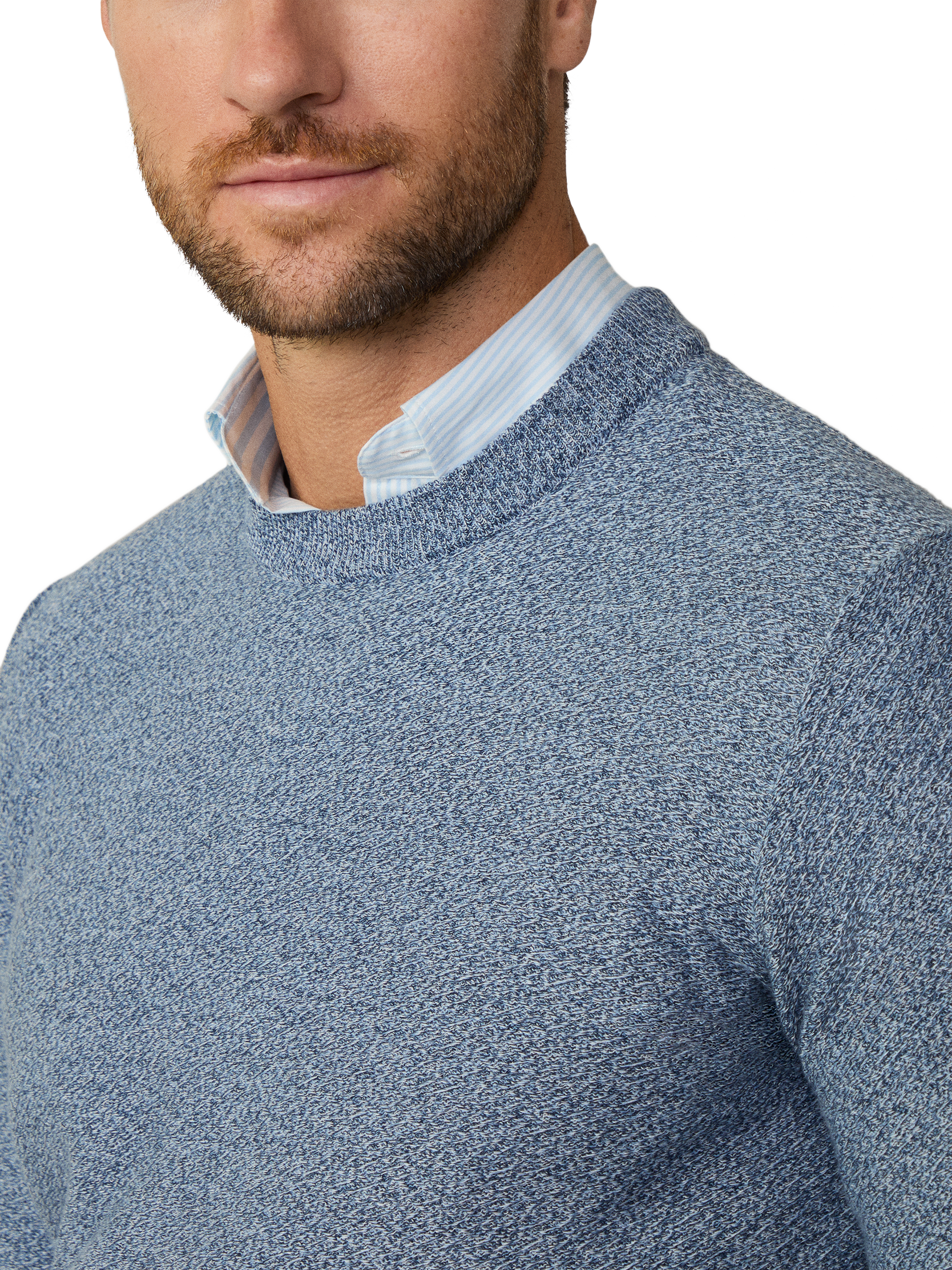 Product image 4 of 6, which shows Hackett London Mouline Crew Neck Jumper, Summer Blue, XXL