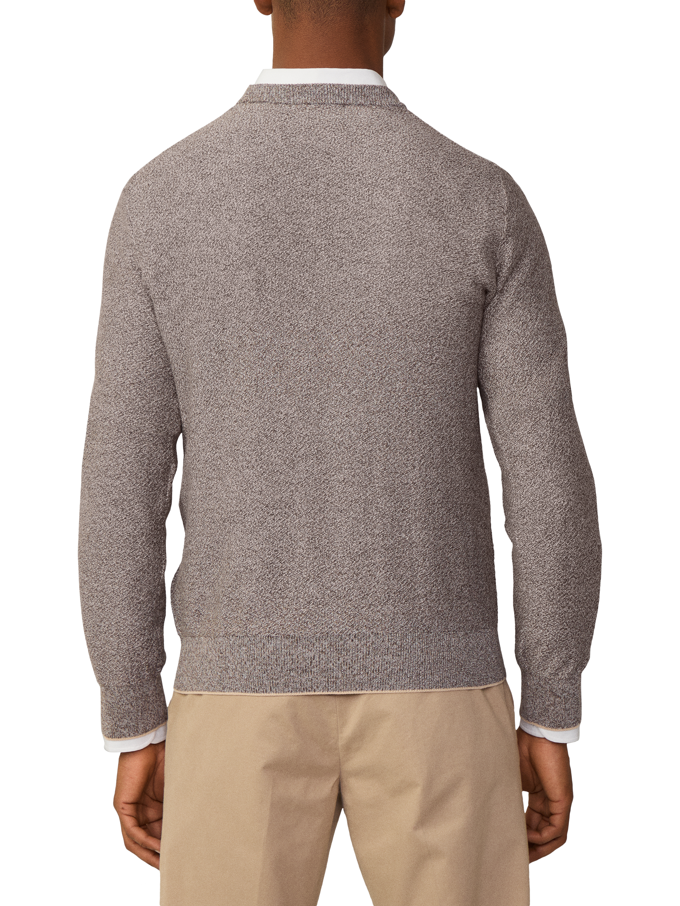 Product image 3 of 6, which shows Hackett London Mouline Crew Neck Jumper, Sand Beige, XXL