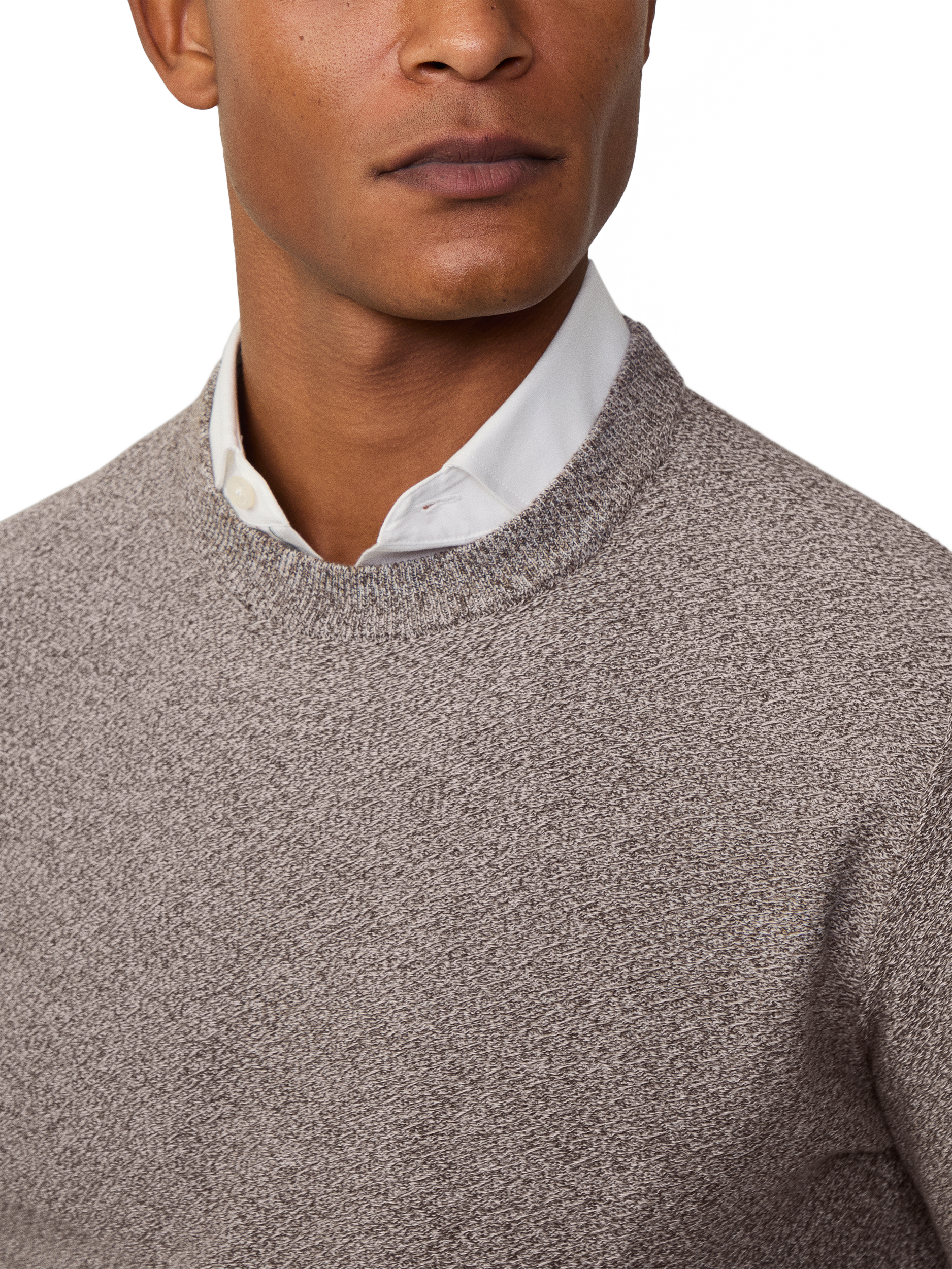 Product image 4 of 6, which shows Hackett London Mouline Crew Neck Jumper, Sand Beige, XXL