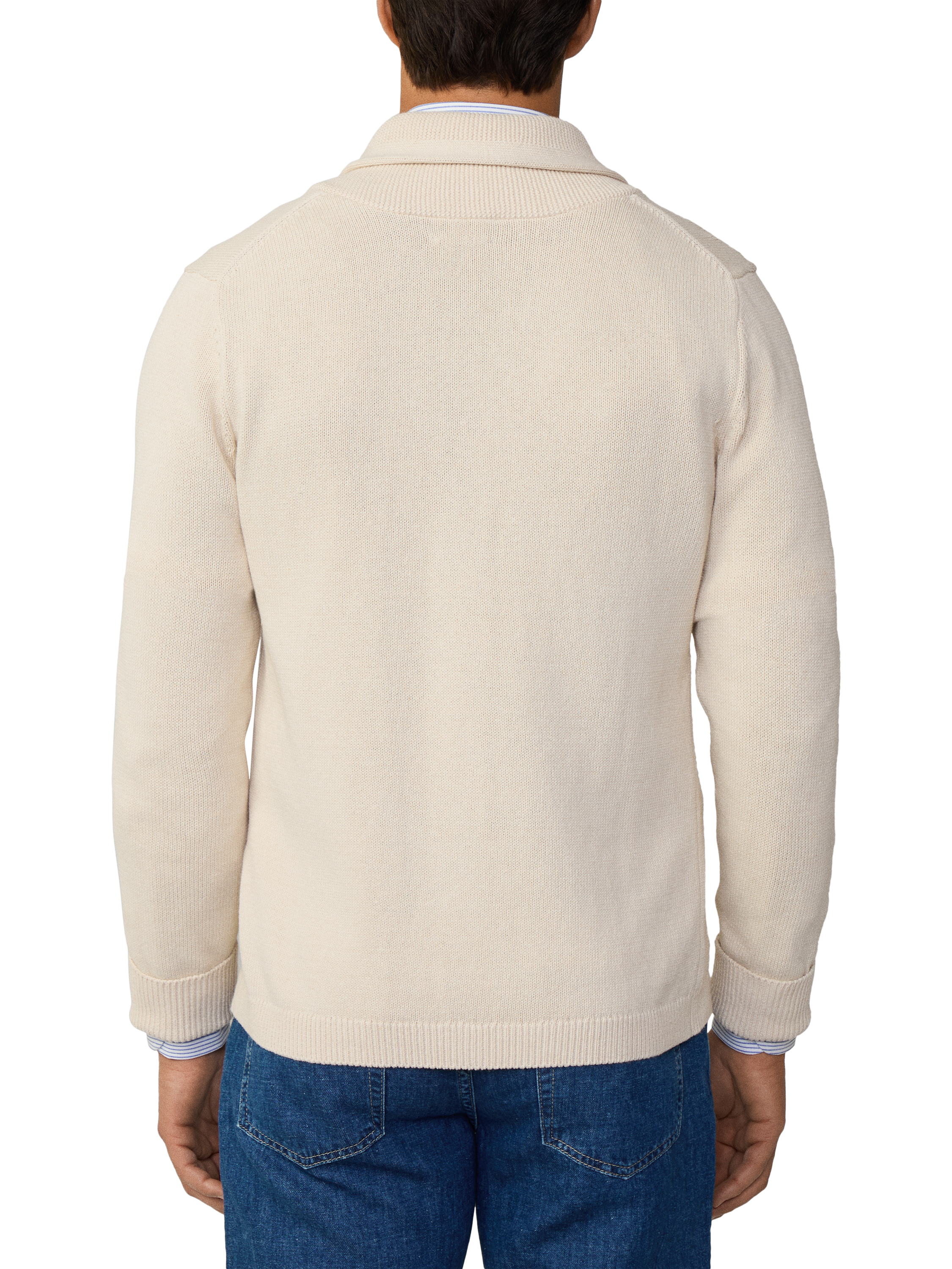 Product image 3 of 7, which shows Hackett London Cotton & Linen Blend Shawl Cardigan, Linen Beige, XS