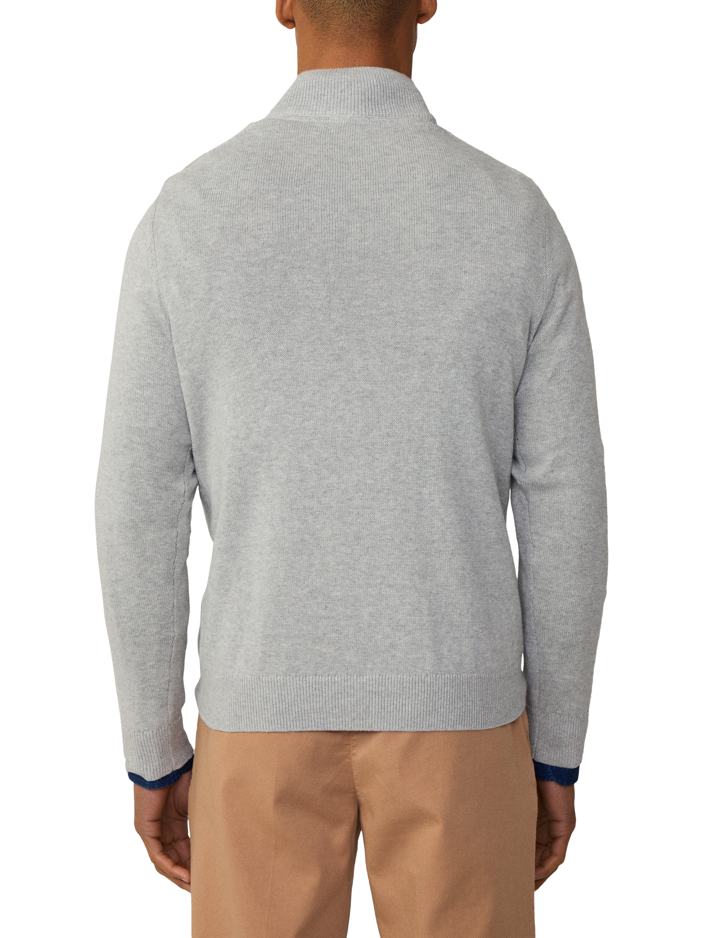 Product image 3 of 6, which shows Hackett London Cotton Quarter-Zip Jumper, Light Grey Marl, XXL