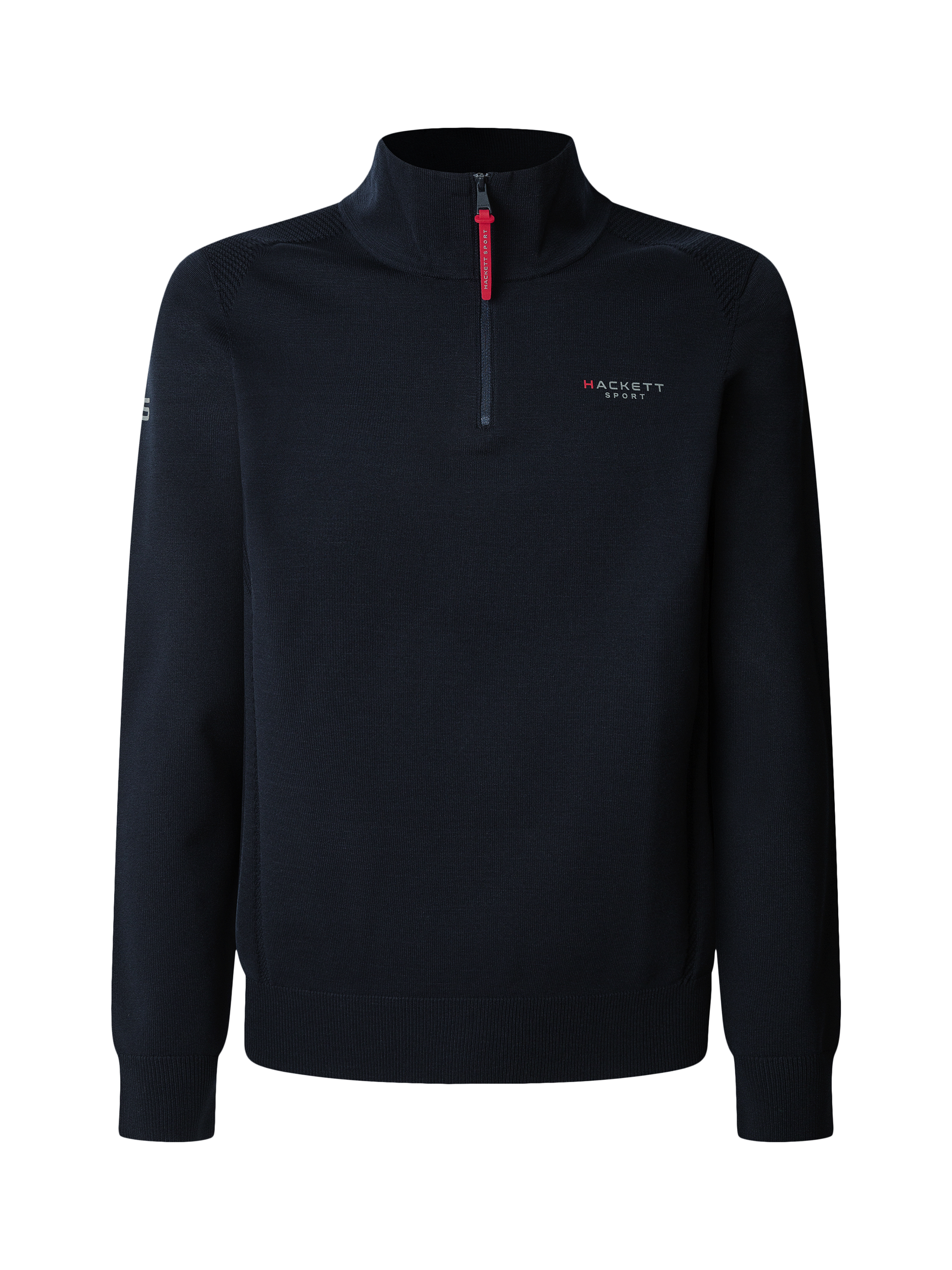 Product image 5 of 11, which shows Hackett London Seamless Knitted Quarter Zip Jumper, Navy, XXL