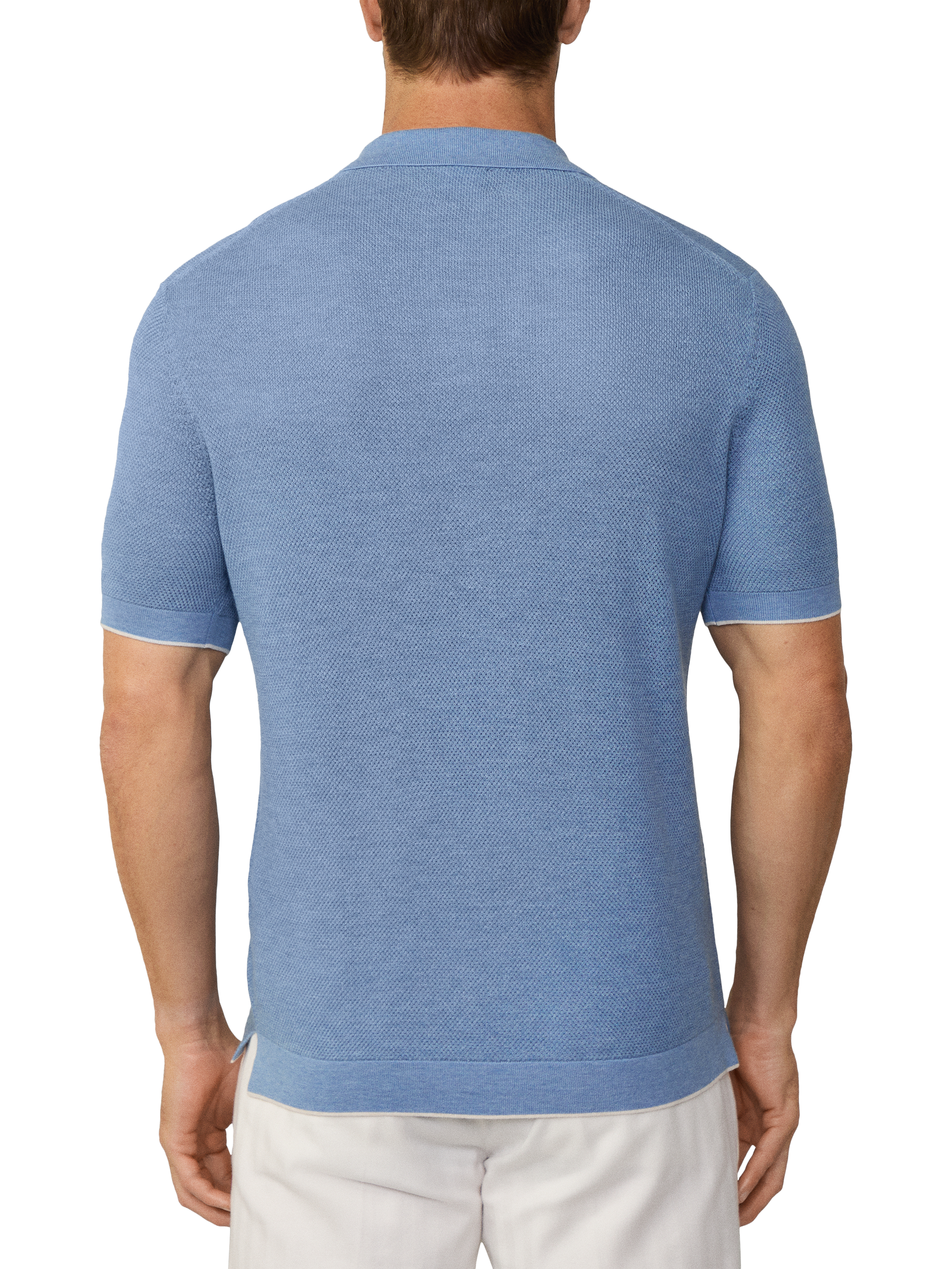 Product image 5 of 6, which shows Hackett London Knitted Polo Shirt, Ice Blue, XS