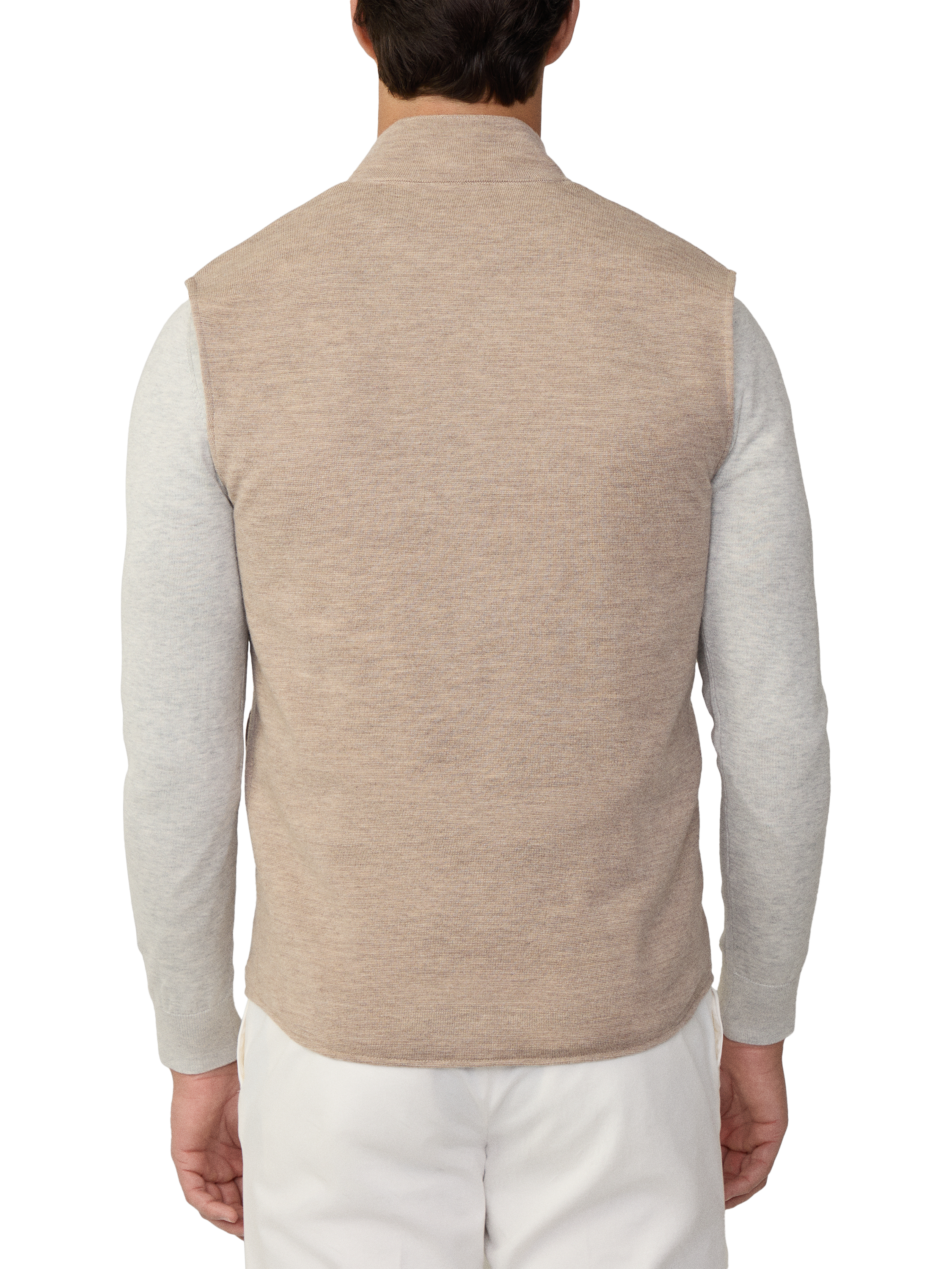 Product image 3 of 7, which shows Hackett London Merino Wool Knitted Hybrid Gilet, Pebble Beige, XXXL