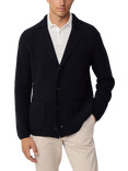 Hackett London Wool-Cotton Waffle Knit Cardigan, Midnight Blue
