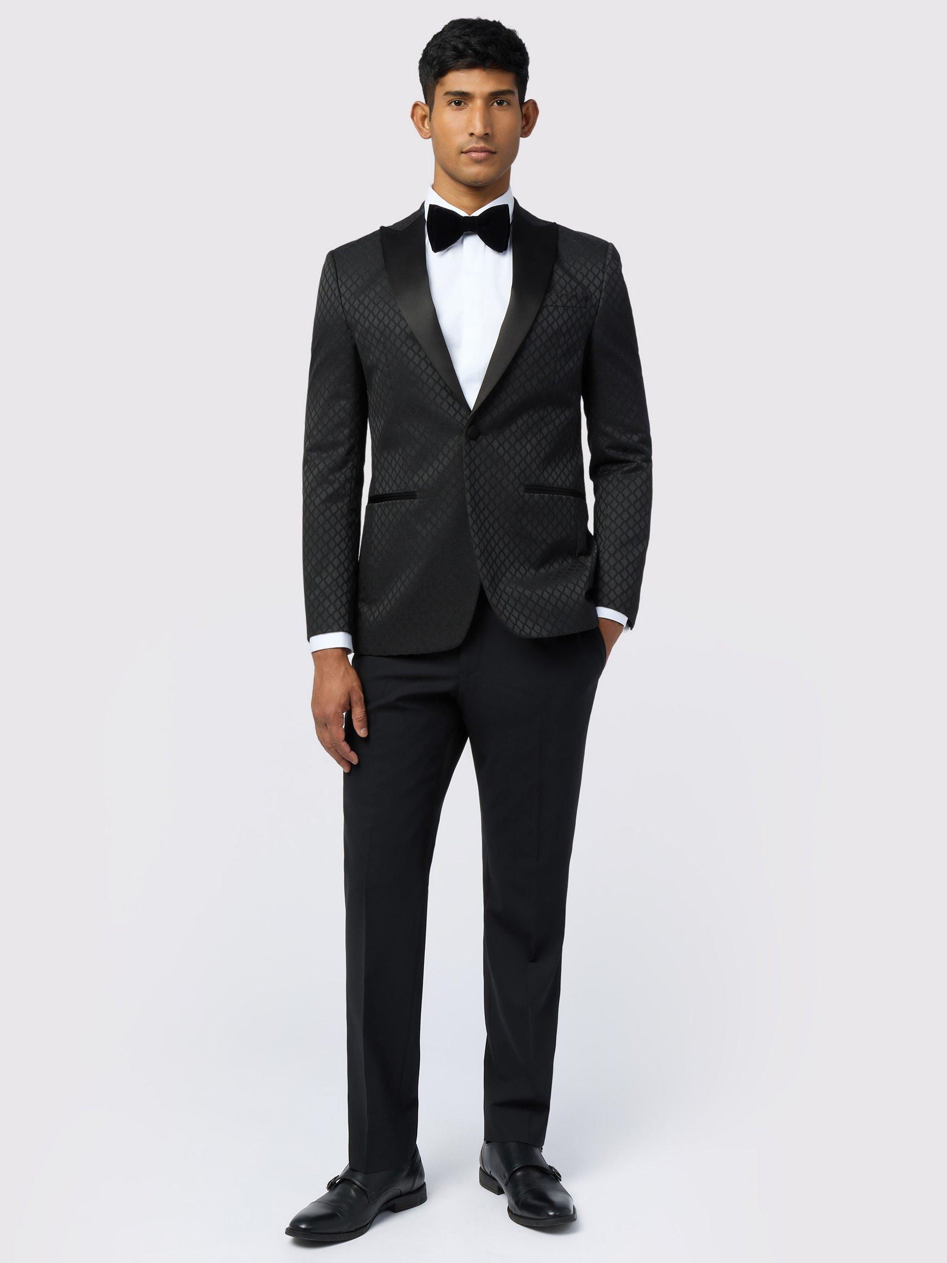 Product image 2 of 6, which shows Ted Baker Sabine Slim Fit Diamond Jacquard Weave Dinner Jacket, Black, 40R