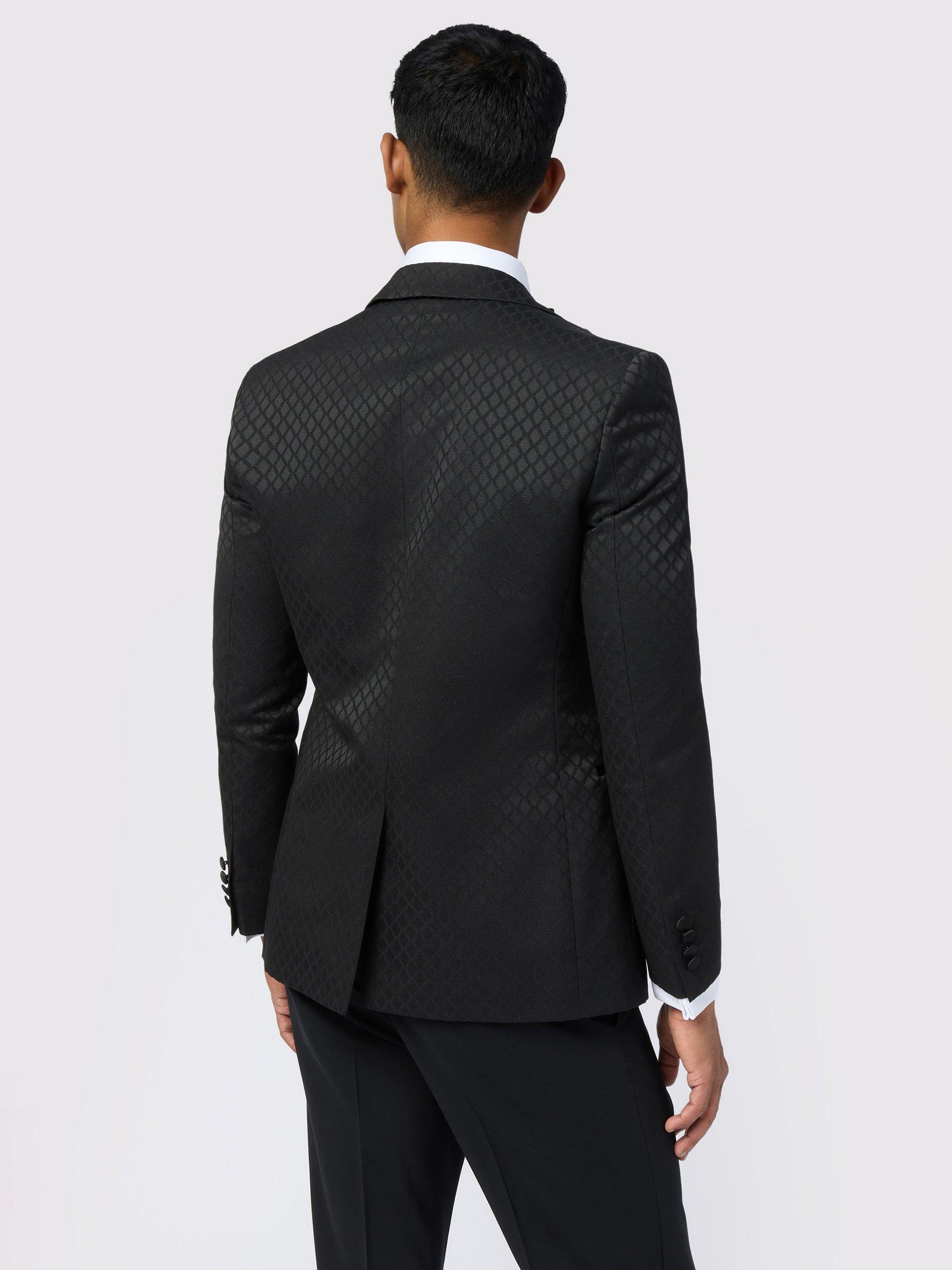 Product image 3 of 6, which shows Ted Baker Sabine Slim Fit Diamond Jacquard Weave Dinner Jacket, Black, 40R