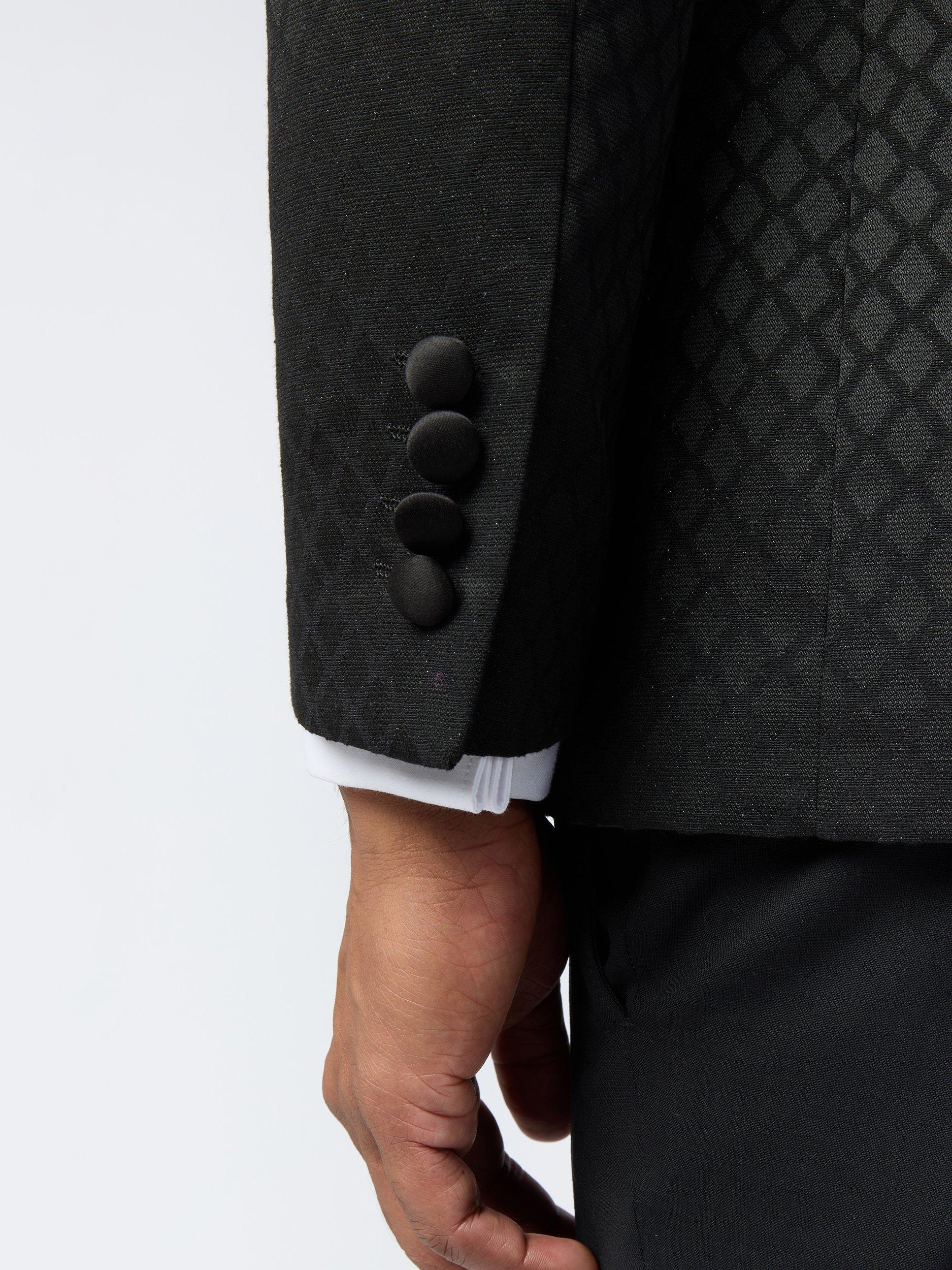 Product image 6 of 6, which shows Ted Baker Sabine Slim Fit Diamond Jacquard Weave Dinner Jacket, Black, 40R