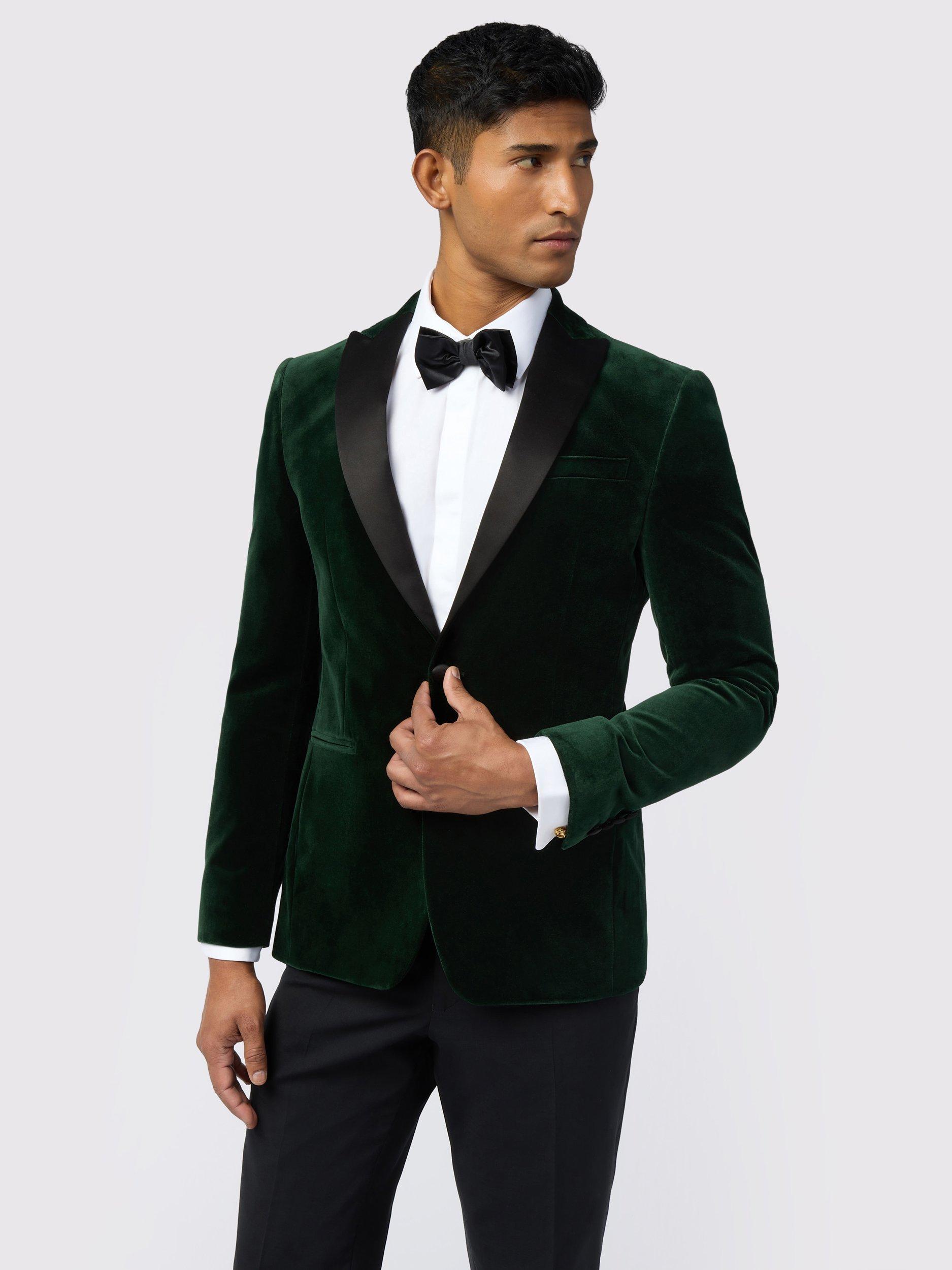 Product image 1 of 5, which shows Ted Baker Tighe Slim Fit Velvet Dinner Jacket, Forest Green, 42S